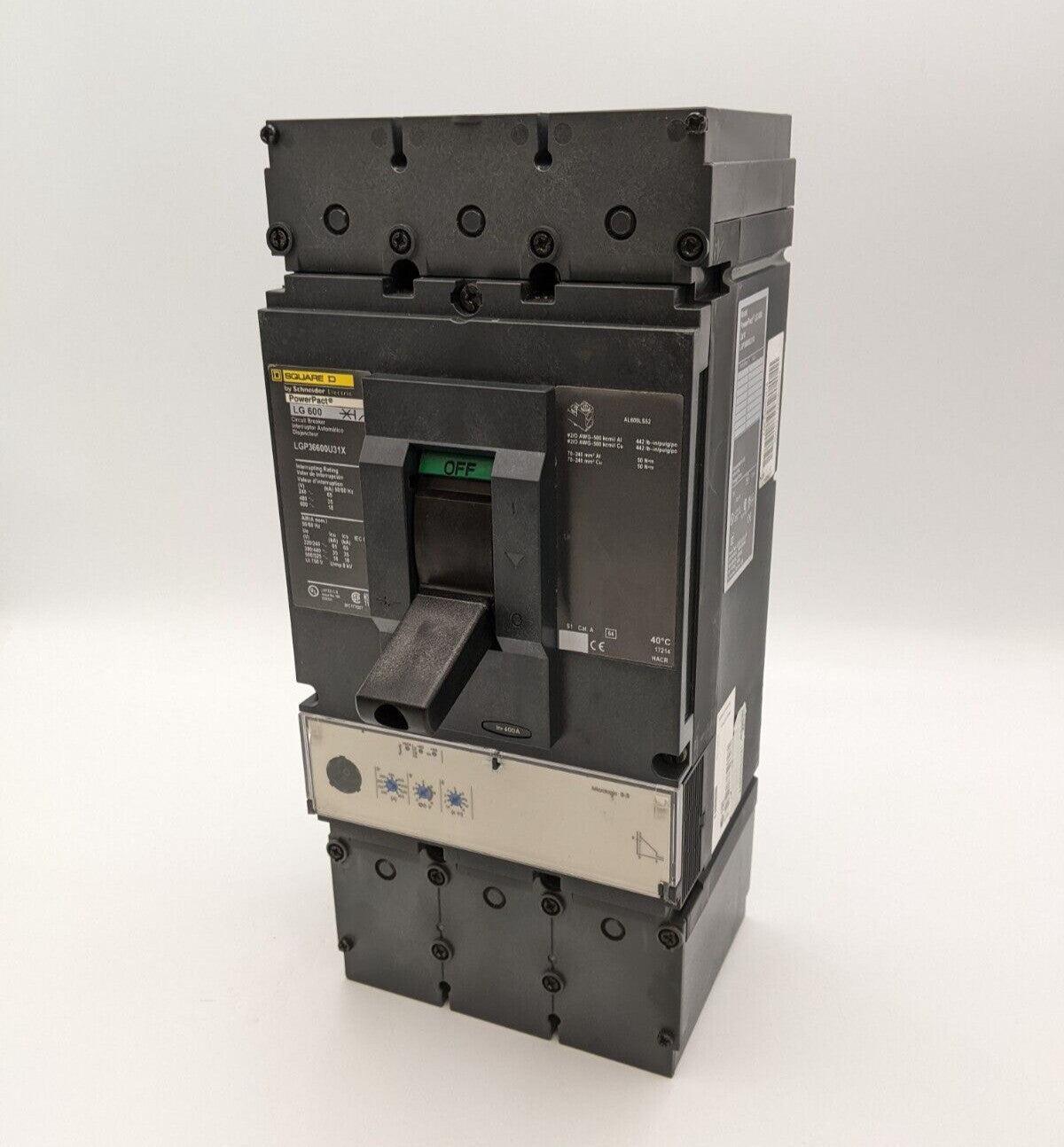 Square D LGP36600U31X Circuit Breaker 600A 3P 600V 3PH PowerPact LG600 600 Amp