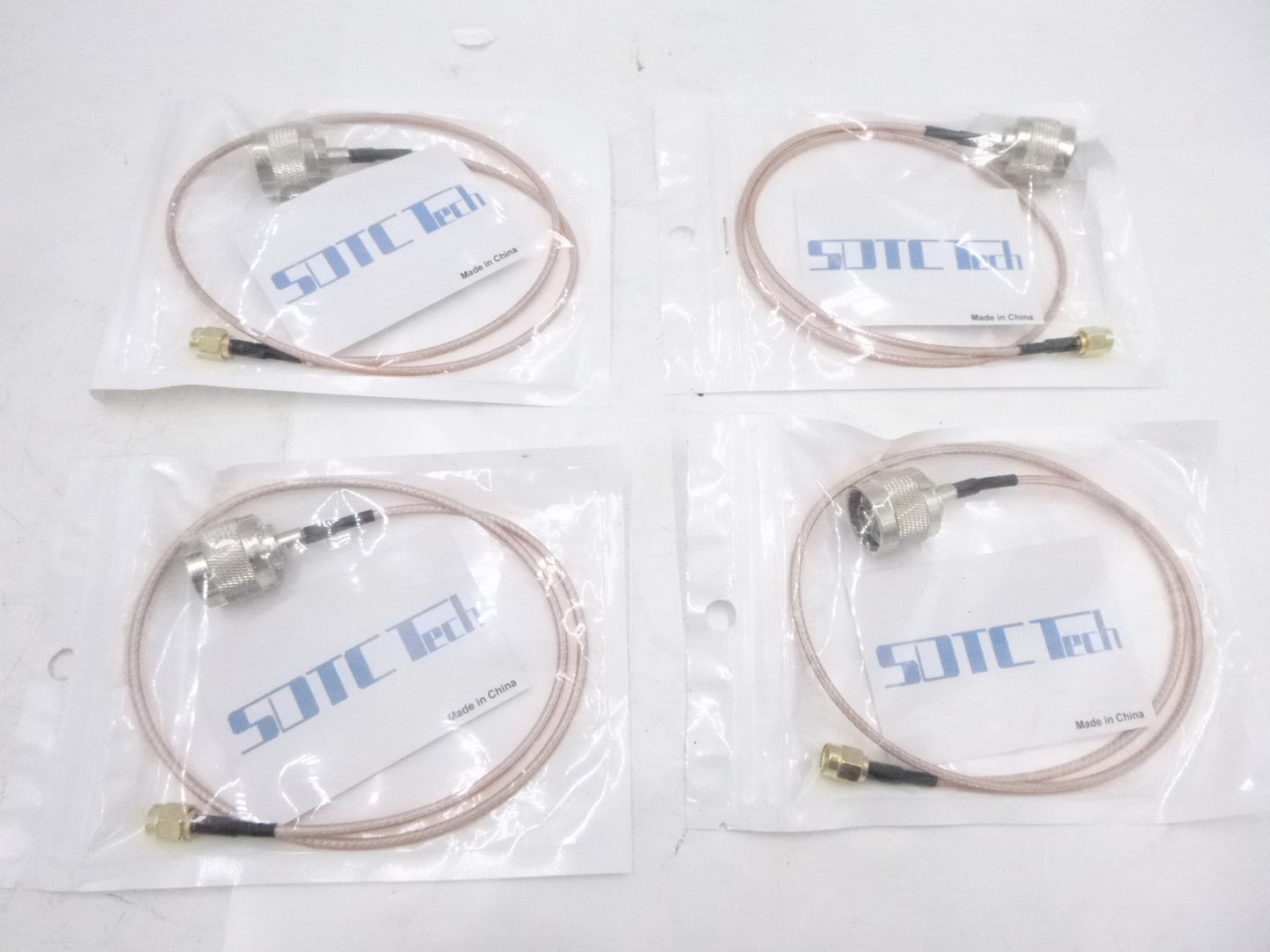 4 Pk SDTC Tech N Type Male to SMA Male Coaxial Adapter Cable Antenna Extd Wi-Fi