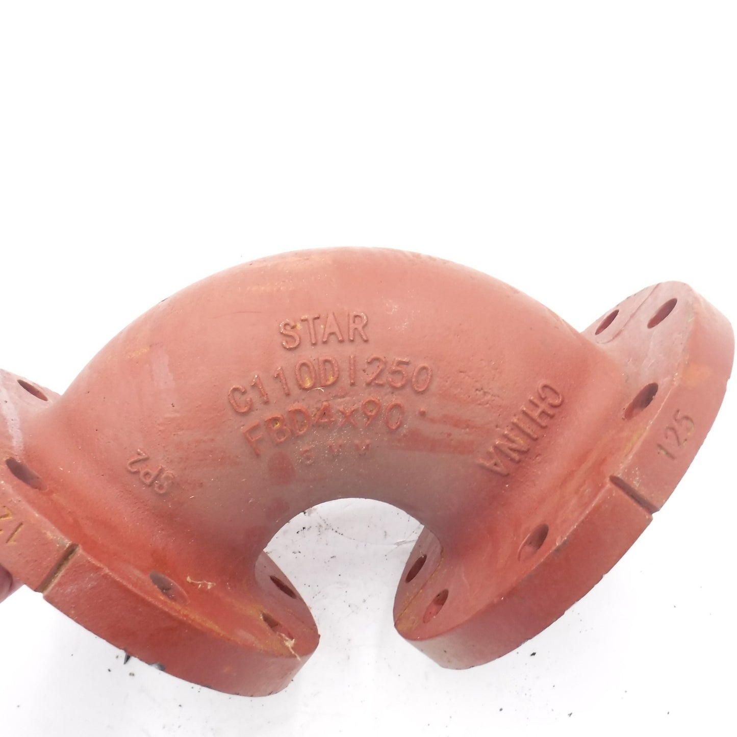 Star 4" Flanged Ductile Iron C110 Full Body 90 Degree Bend 125# FBD4X90