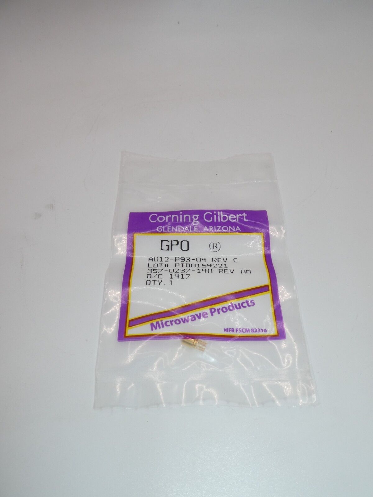 Corning A012-P93-04 Rev: C RF - PCB 40Ghz 50 Ohm