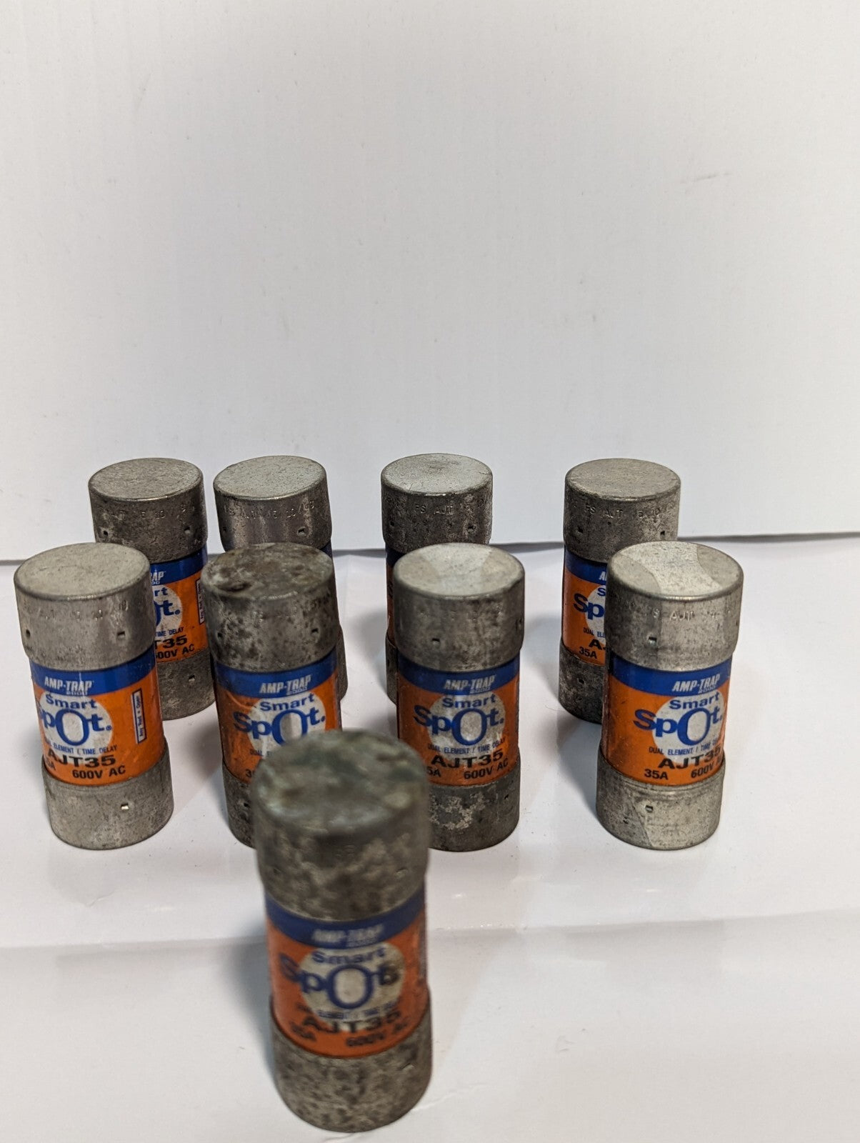 Lot of 9 Amp-Trap AJT35 fuses, 35A, 600VAC, smart spot, dual element, time delay