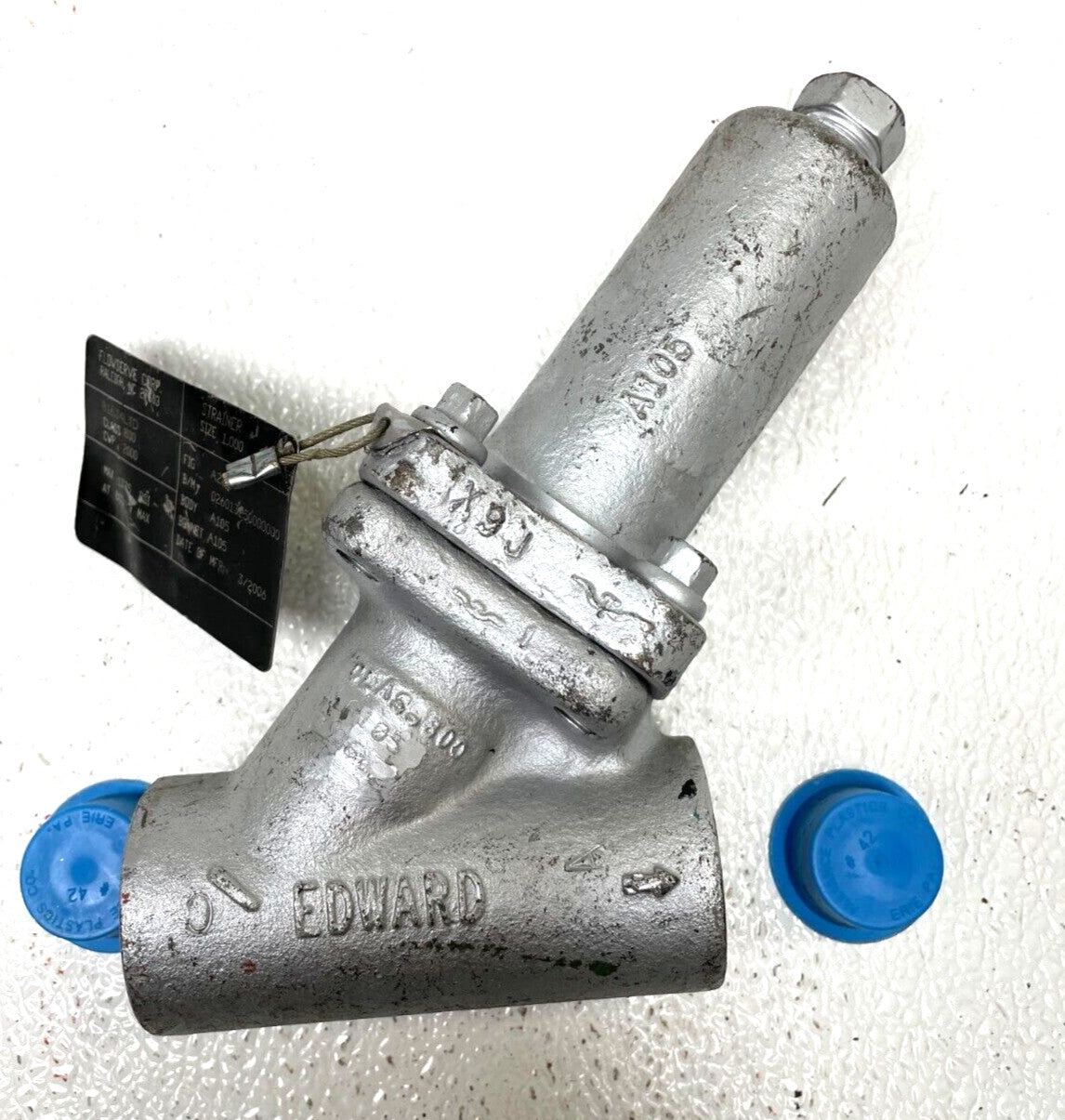 EDWARD VALVE Model A238 Wye Y Strainer 1" Class 800 2000-WOG 0.027" Perf Screen