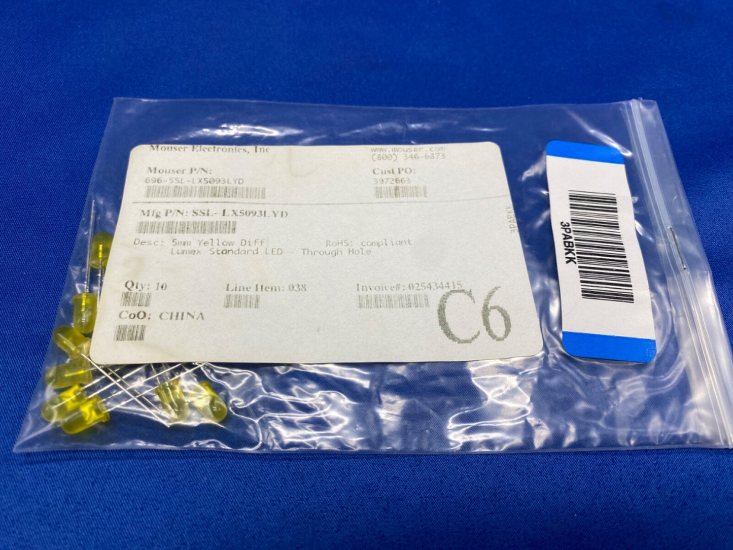 Lumex qty 10 pack, Yellow LED SSL-LX5093LYD