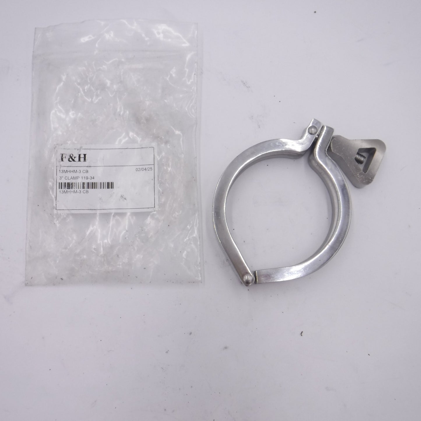 F&H 3" Stainless Steel Tri-Clamp 13MHHM-3 For 3" Sanitary Tubing
