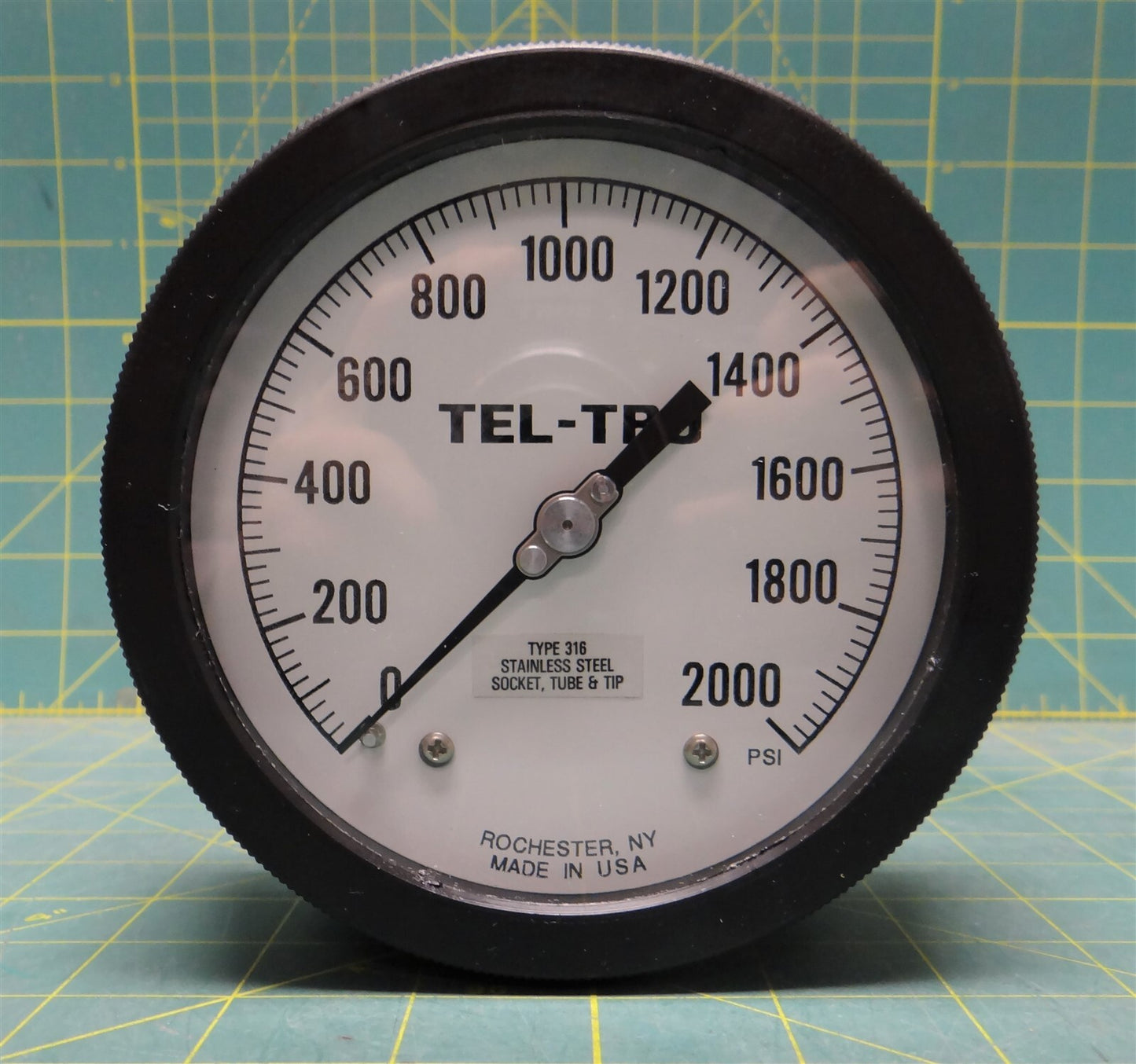 Tel-Tru 4.5" Process Gauge 0-2000 PSI 1/4" NPT Back Connection 4510SR4B1H5A