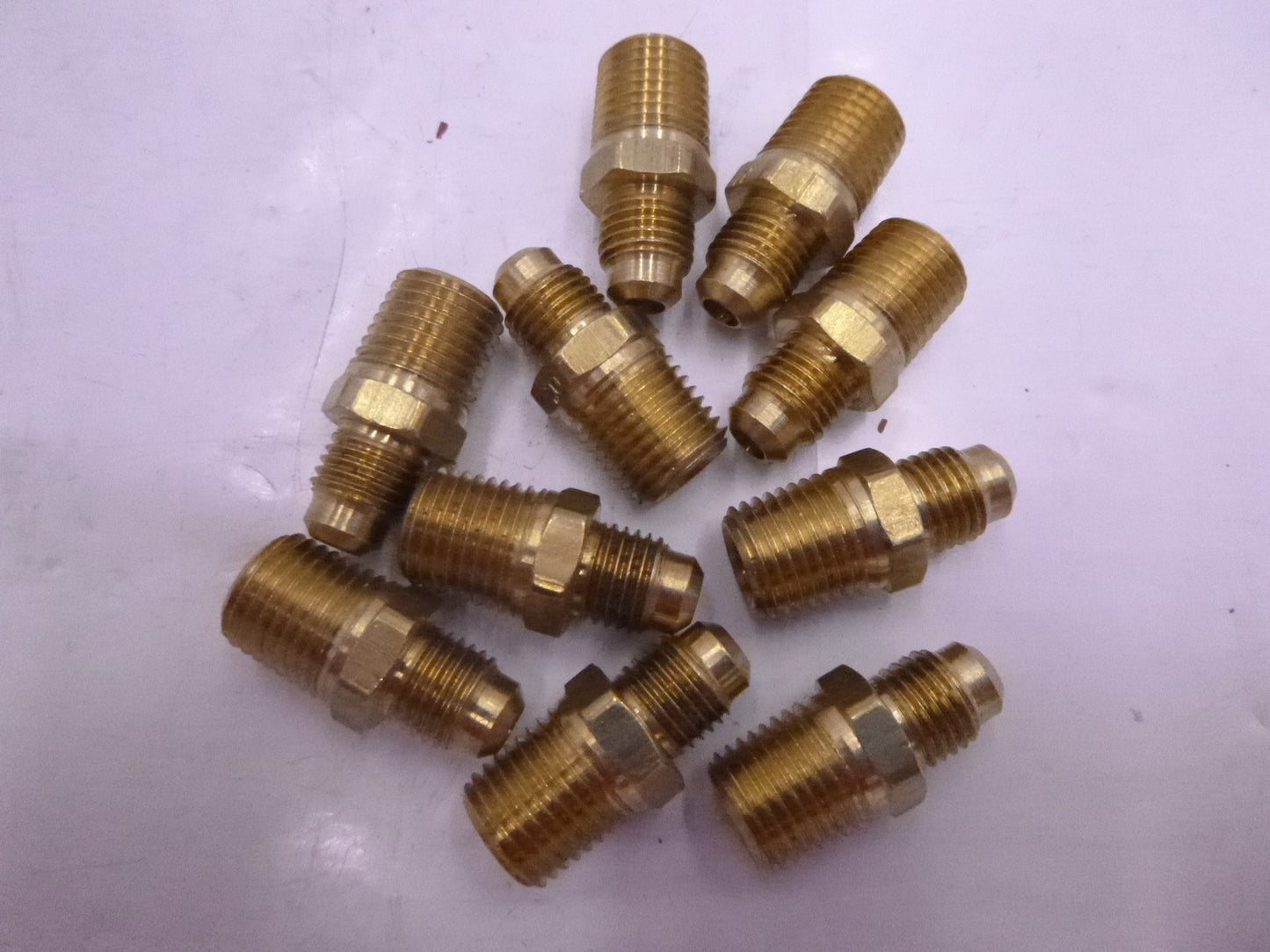 10 Pack 04048-0806-001 Brass Adapter 1/2" SAE 45 degree Male Flared X 3/8 in M