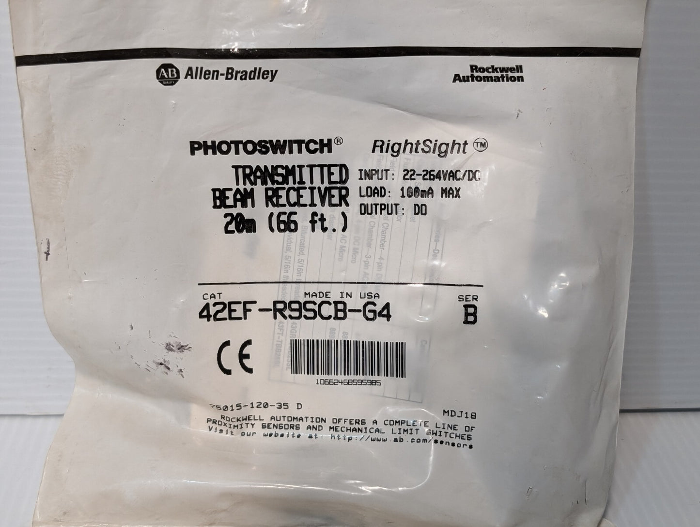 Allen-Bradley 42EF-R9SCB-G4 Right-Sight PhotoSensor