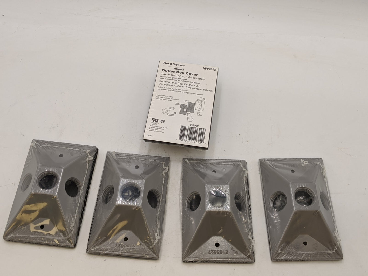 5 Piece WPB12 Weatherproof Lampholder Cover two 1/2" Holes Wet Locations GRAY