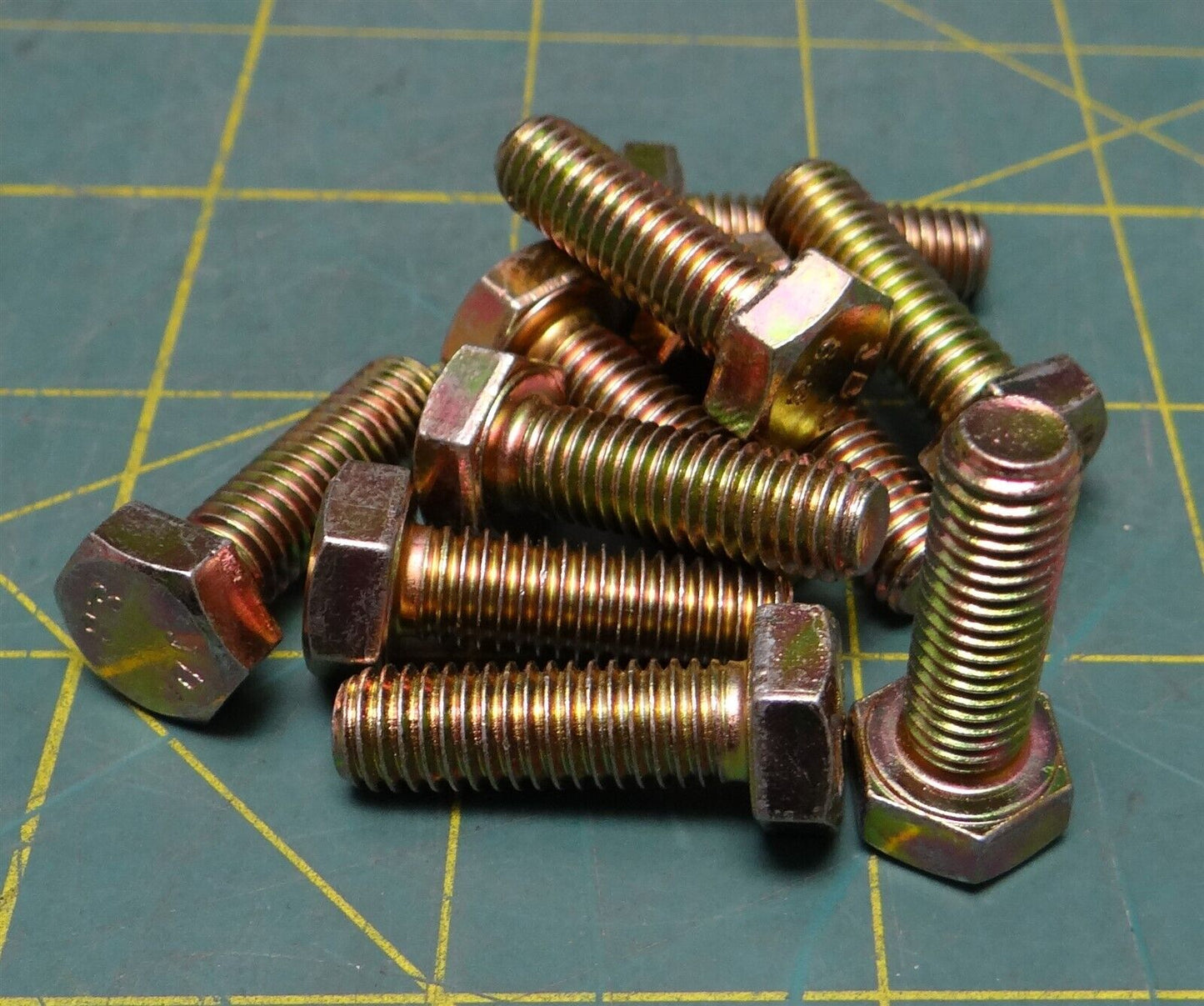 10pk M8x25 Zinc Yellow-Chromate Plated GR8 Steel Hex Screw NSN: 5305-01-506-2144
