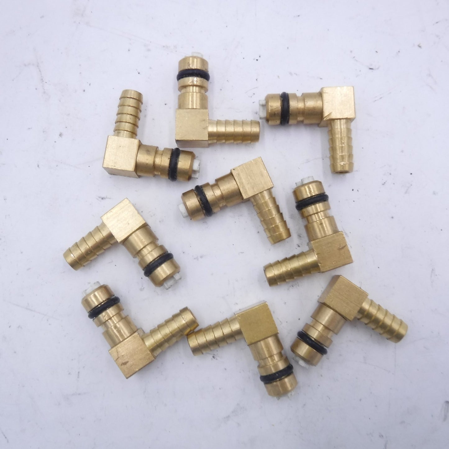 9 Pack floJet 1/4 Barb Brass Elbow C02 Inlet W/Check Valve 1521-000