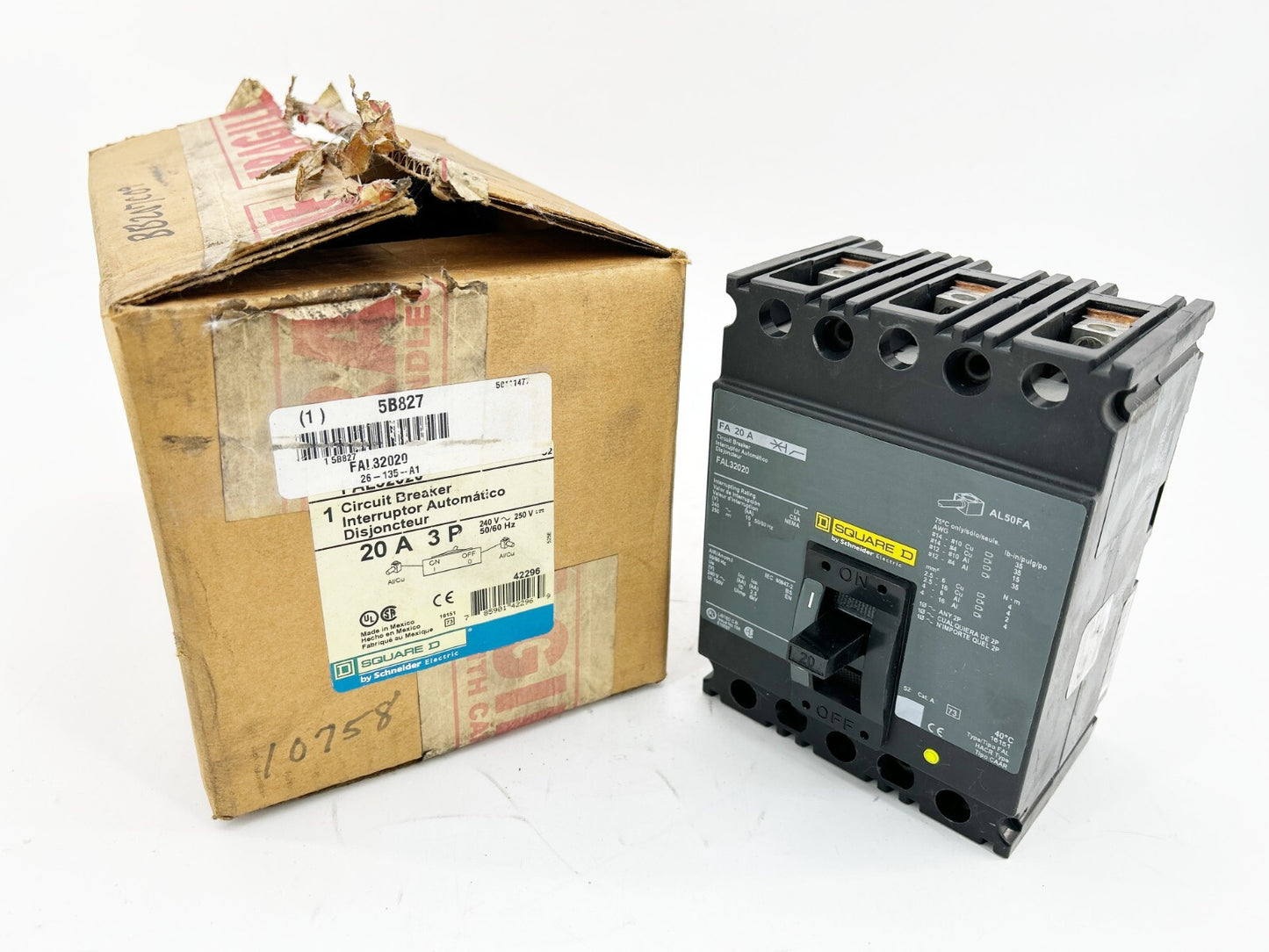 New Square D FAL32020 Circuit Breaker 20A 250V 3P 5/60Hz