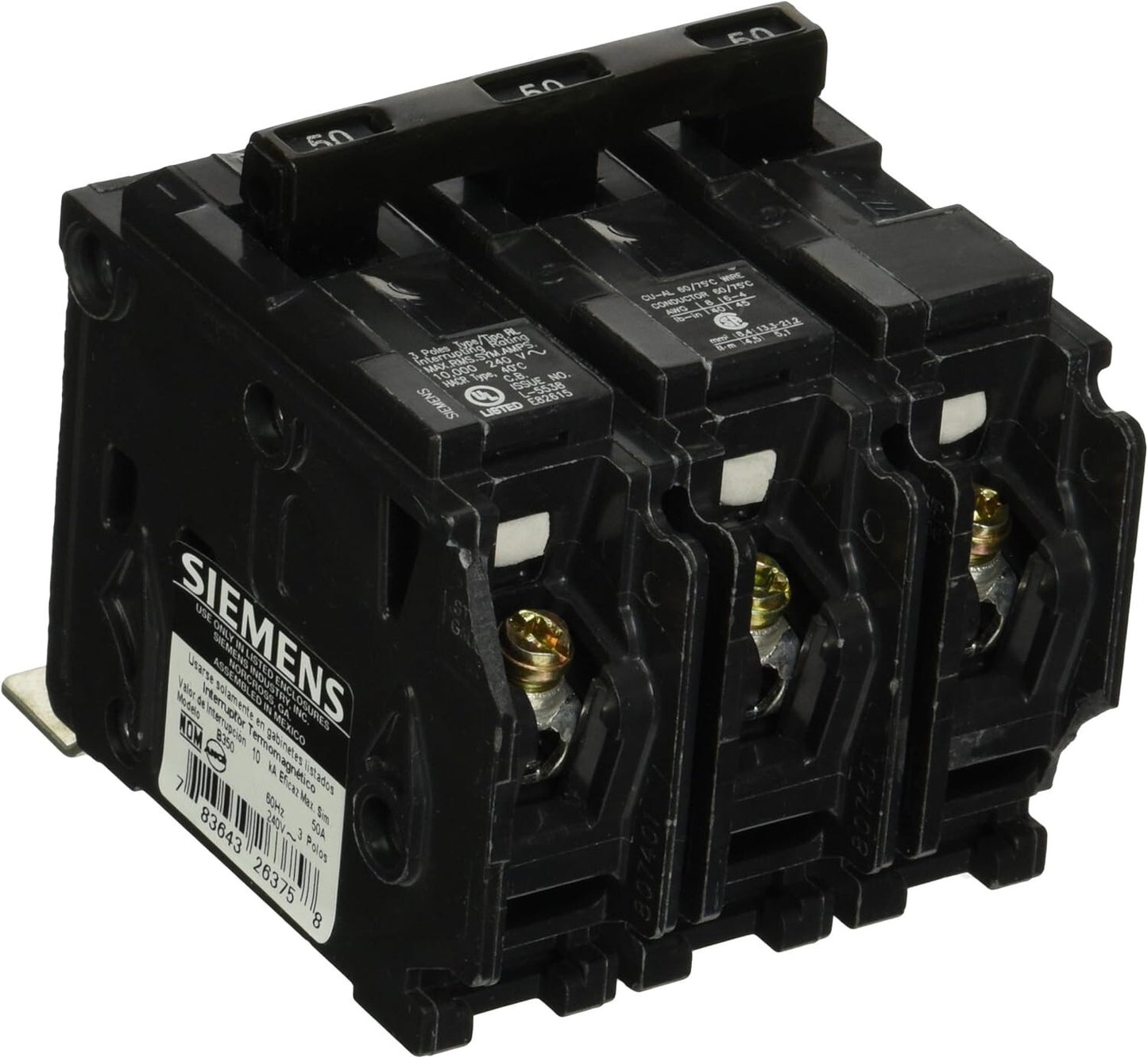 SIEMENS B350 THREE POLE 240 VOLT 50 AMP BOLT IN NEW STYLE BOLT IN BREAKER