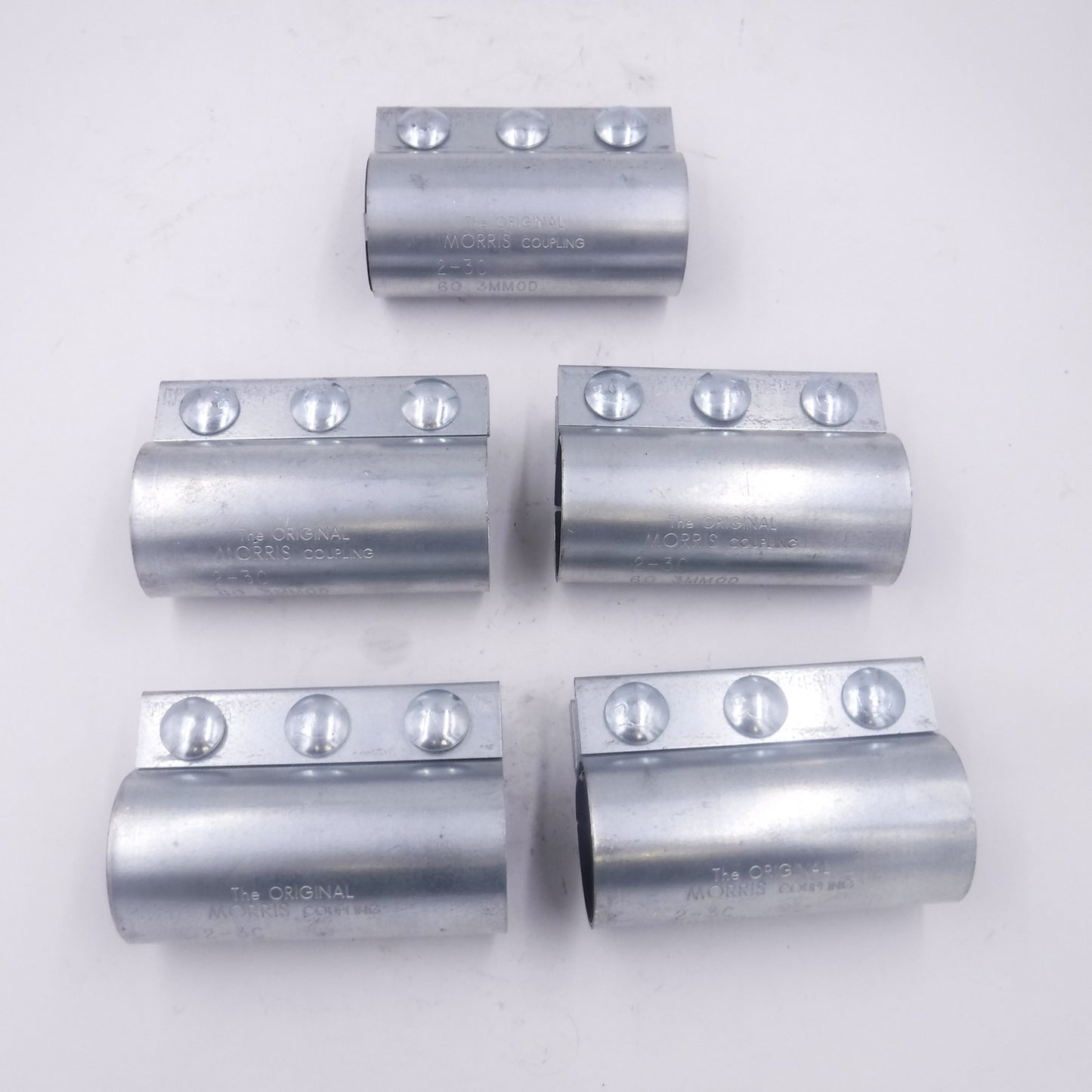 5 Pack Morris Compression Coupling 2" ID(2.375" OD) 3-Bolt Black Neoprene 2-3C