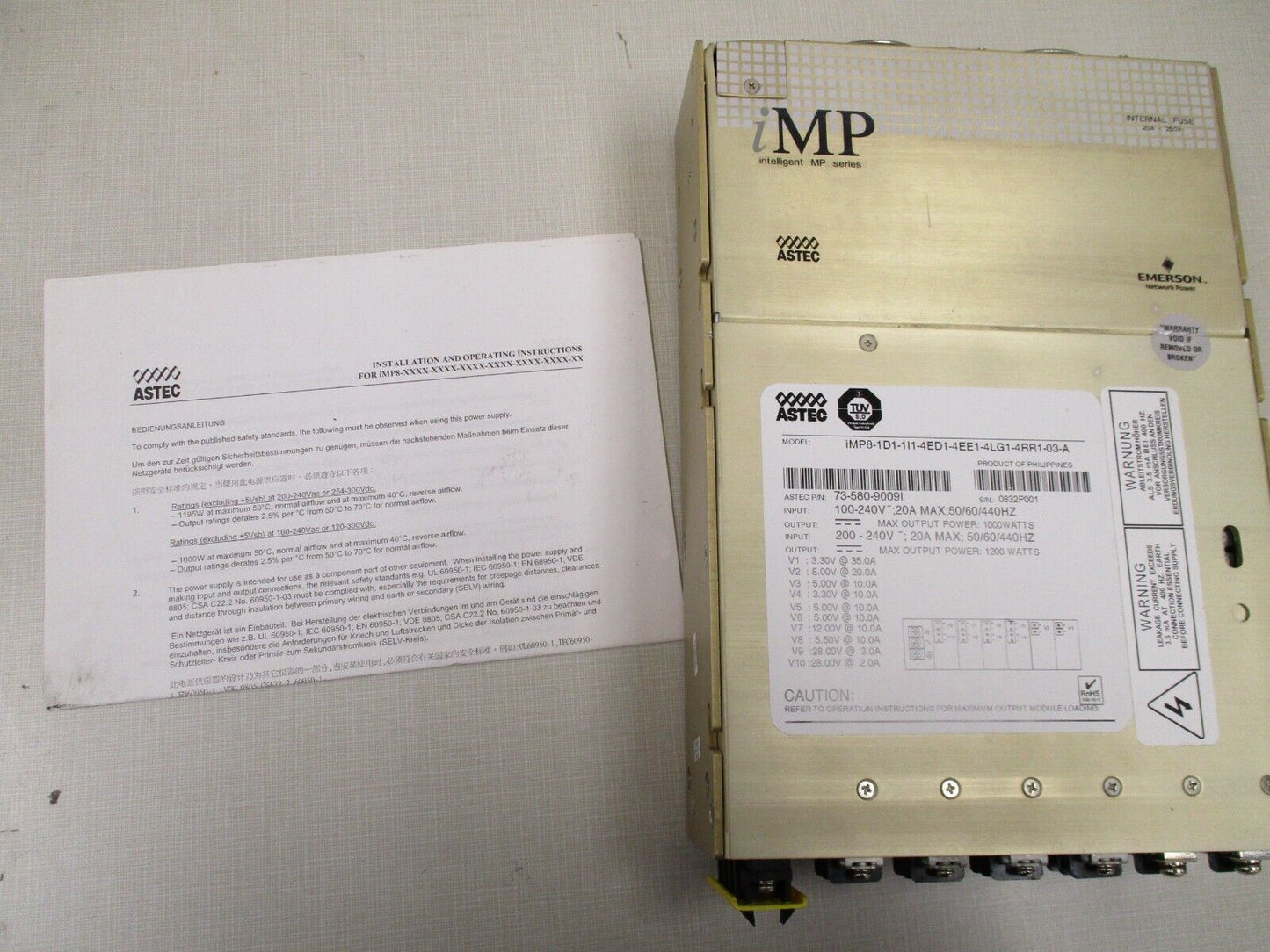ASTEC iMP8-1D1-1I1-4ED1-4EE1-4LG1-4RR1-03-A iMP Series Power Supply 73-580-9009I