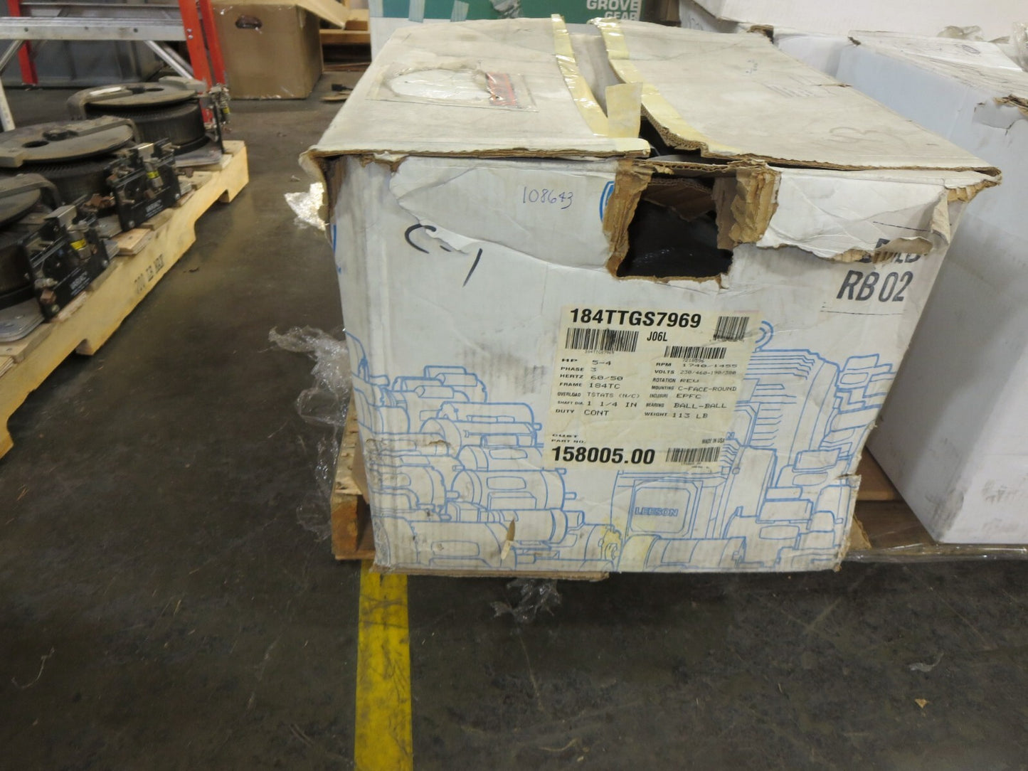 Leeson, 184TTGS7969, Motor AC,5-4 HP,3 PH,50-60 HZ,230/460/190/380VAC,Cont Duty
