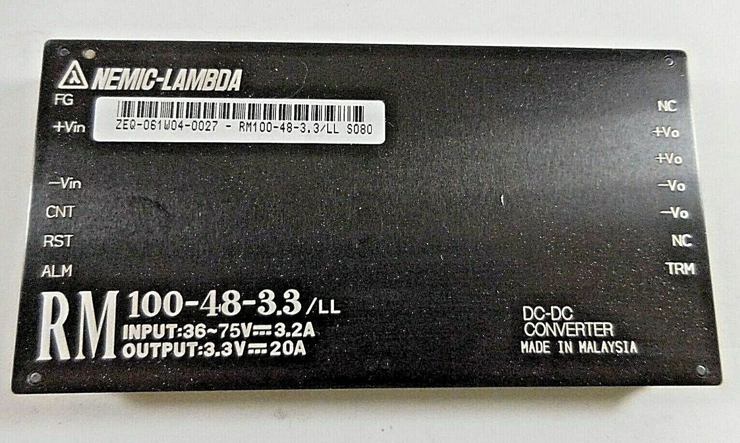 Nemic-Lambda ZEQ-061W04-0027-RM100-48-3.3/LL DC-DC Power Converter (3.3V, 20A)