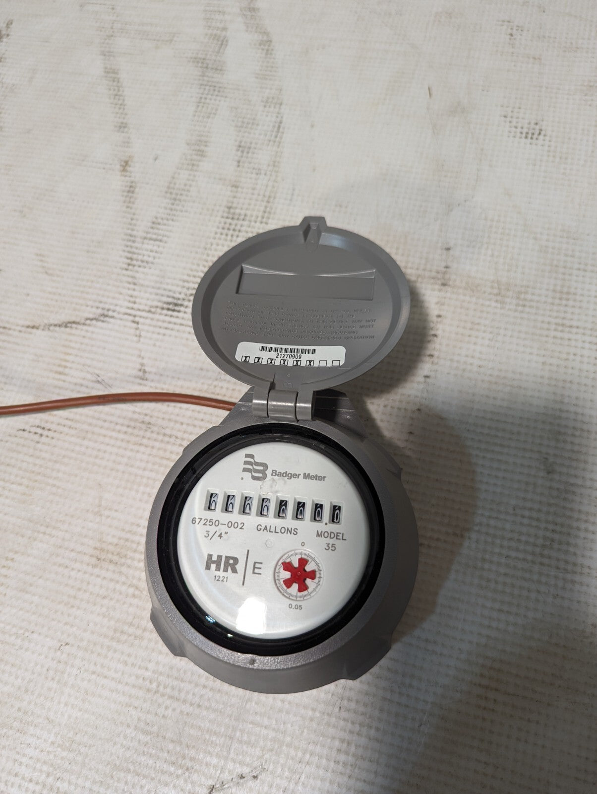 Badger Model 35 HR-E Water Meter in Gallons, 3/4x3/4 M35 HR/E - Free Ship+Return