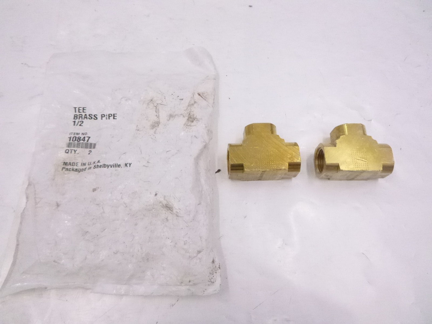 2 Pack 10847 Multi Purpose Fitting Pipe Tee Brass 1/2"