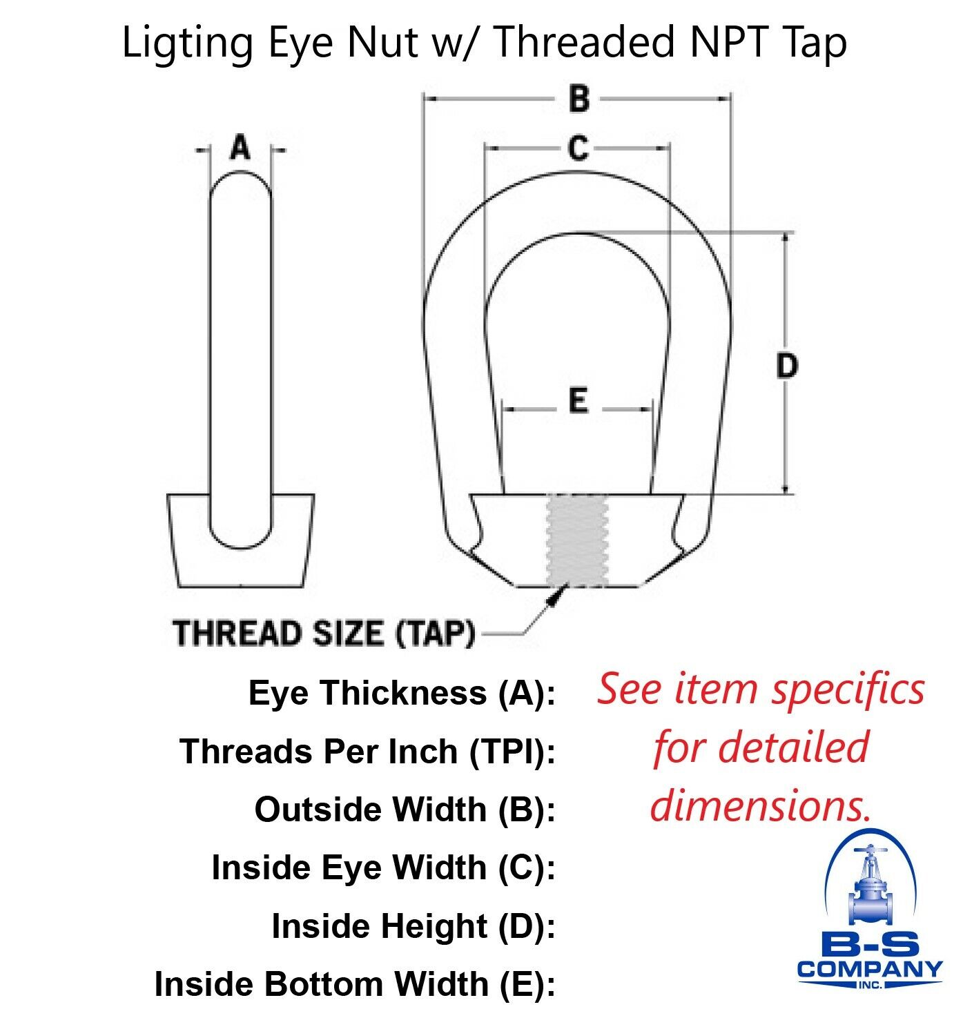 Lifting Eye Nut 9/16" Steel with 1/2" Threaded Tap (Lot of 5)