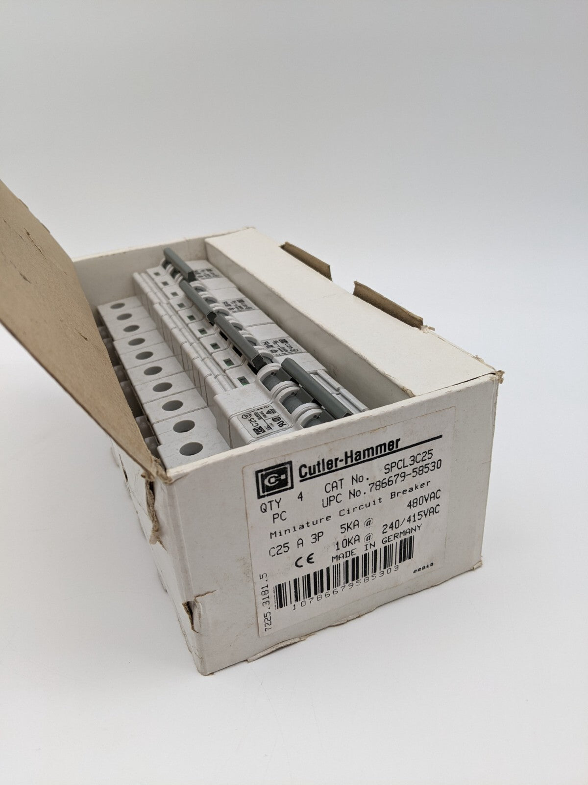 4 Pc Box Cutler Hammer SPCL3C25 Miniature Circuit Breaker 25 Amp 3 Pole 240/415V