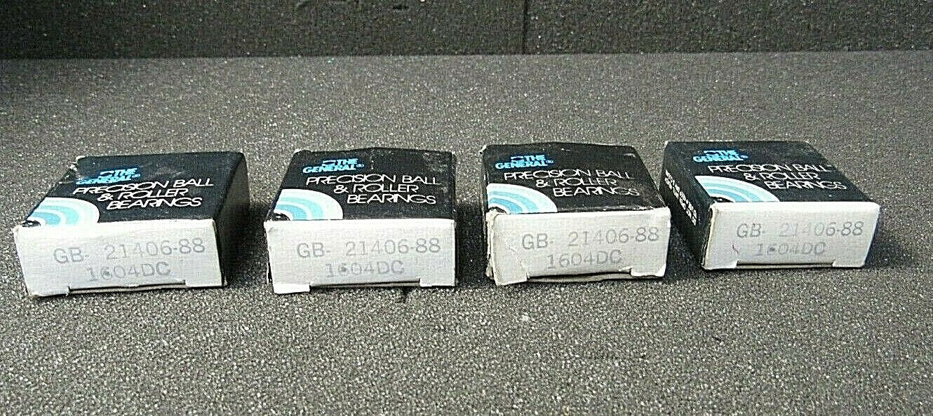 THE GENERAL GB-21406-88 BEARING RUBBER SEALED 1604DC(2RS 3/8x7/8x11/32) Lot of 4