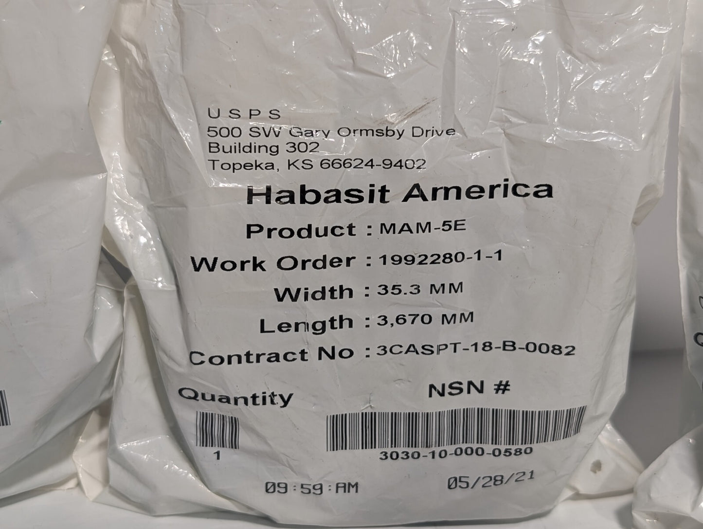 Habasit MAM-5E Conveyor Belts 35.3mm by 3670mm, in original packaging as shown