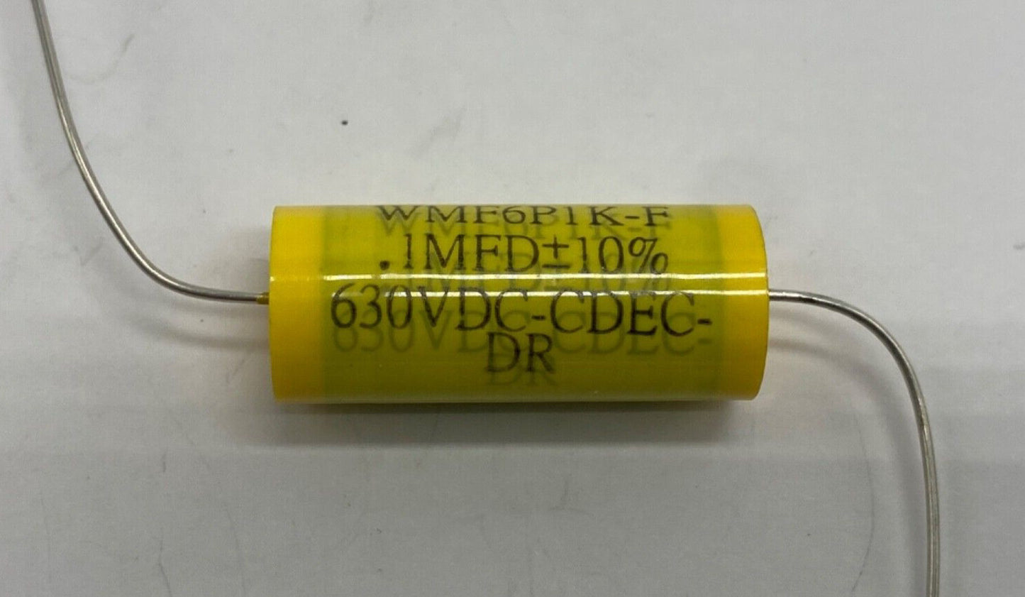 WMF-F metalized Yellow polyester film capacitor axial lead 0.1uf/630V, 104K630