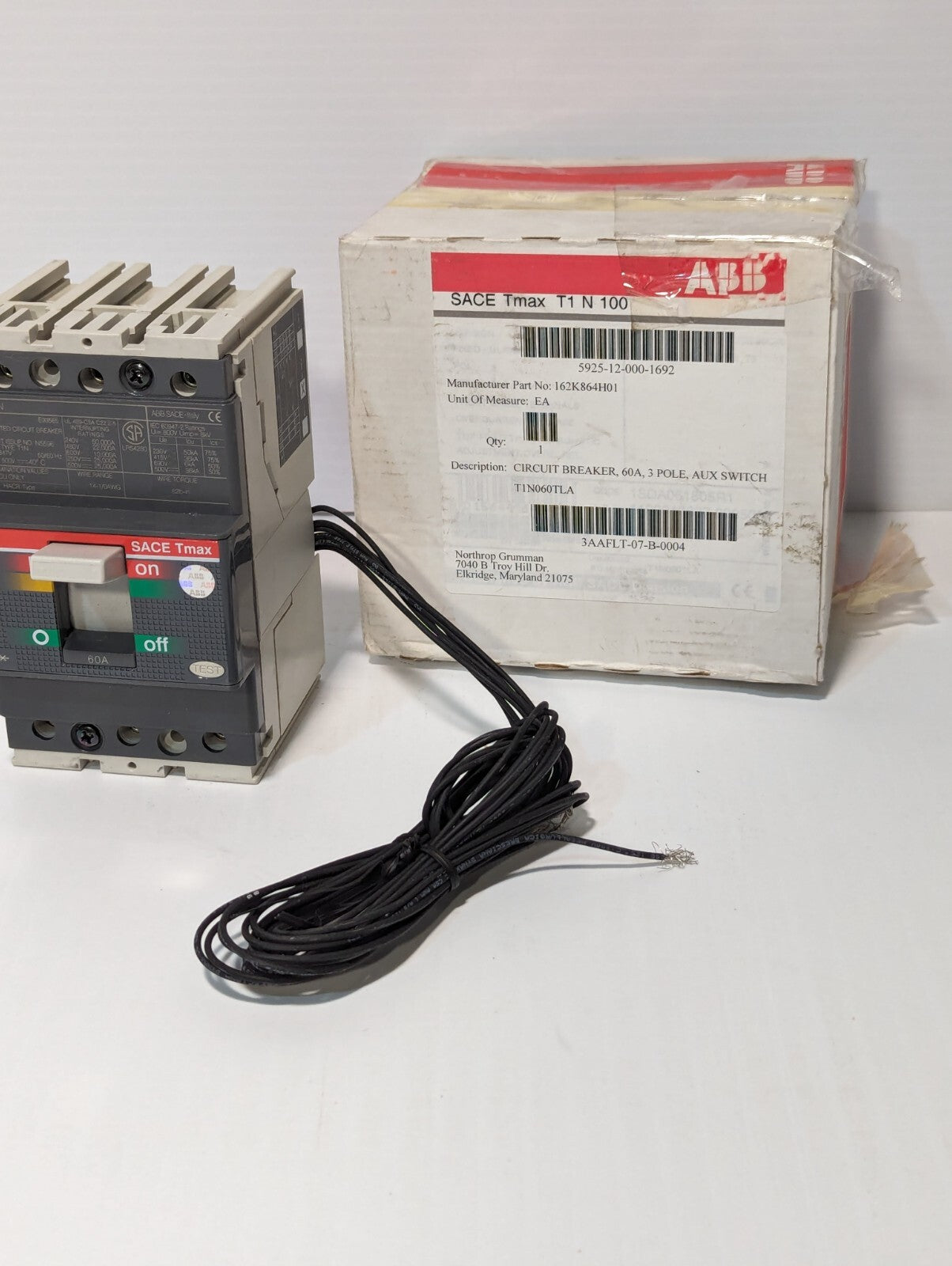 ABB Circuit Breaker Switch 600A 600V 3P T1N060TLA, 162K864H01