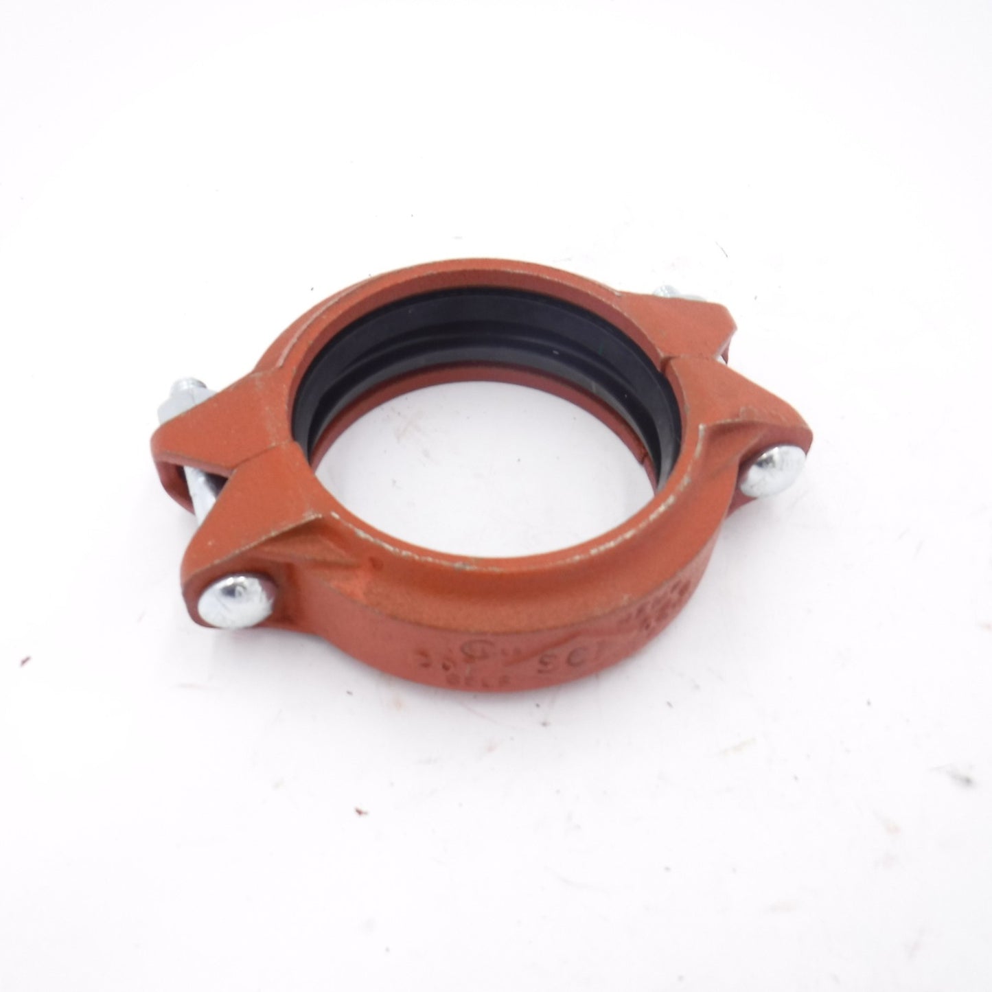 4" SCI Rigid Coupling 65LF Green Stripe Gasket Ductile Iron Orange