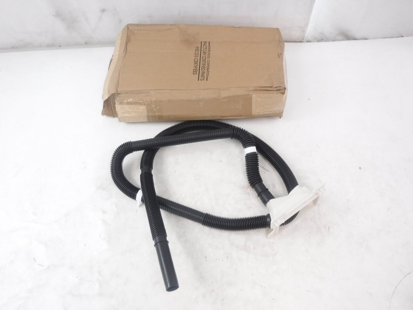 Genuine OEM Whirlpool Drain Hose W/ Housing & Retaining Clips WPW10096921