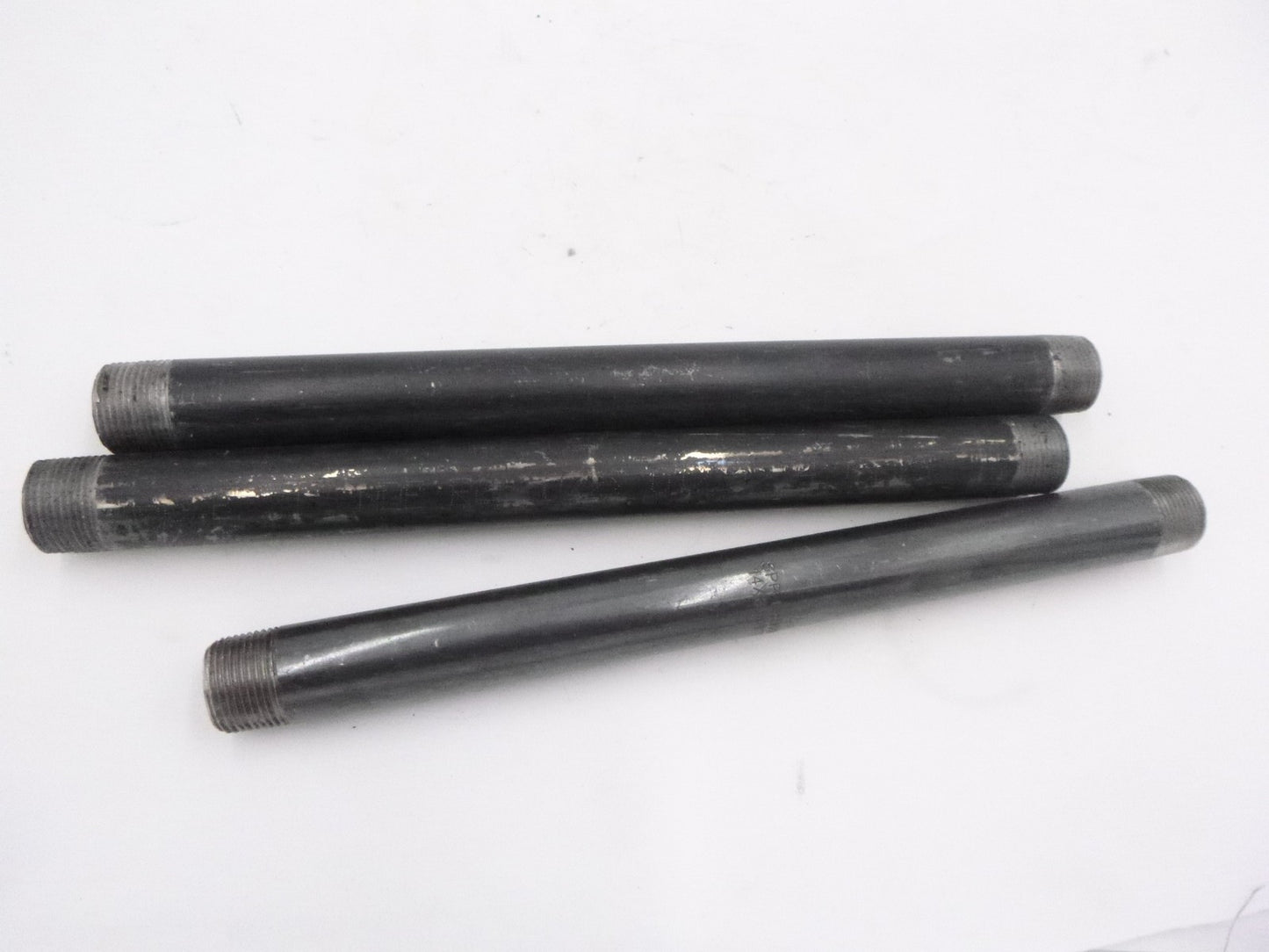 3 Pack 1" x 12" Black Steel Pipe Nipple Malleable Iron