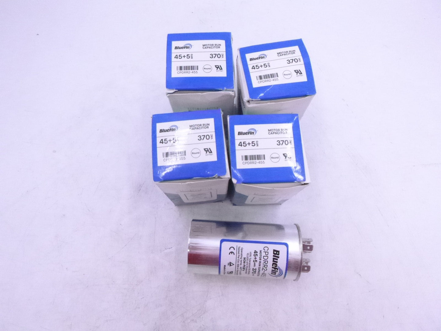 4 Pack Bluefin Round Dual Motor Run Capacitor 45/5 MFD 370V CPDRR2-455