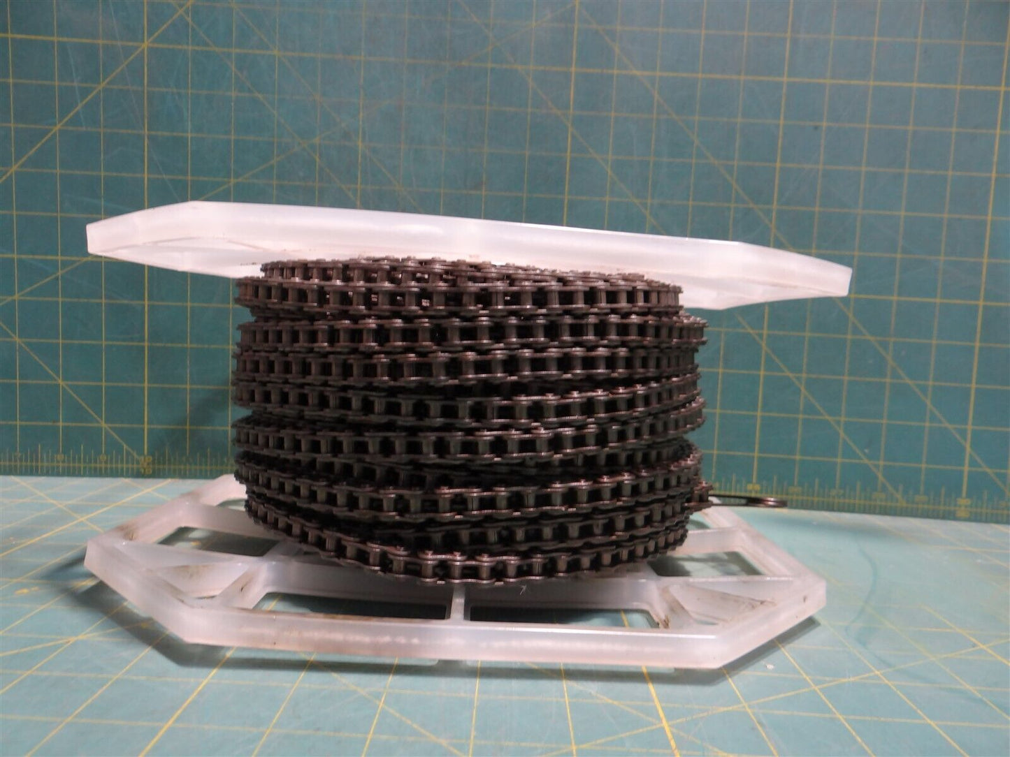#35 Riveted Roller Chain, 100 FT Reel, Single Strand, 0.375" Pitch, Carbon Steel