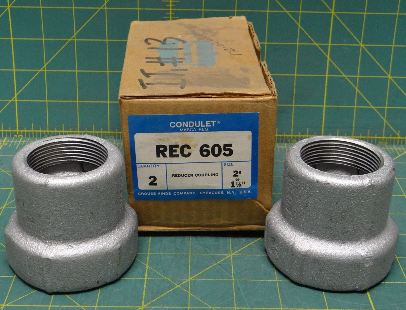2 Crouse Hinds Reducer Coupling Threaded Adapters PN: RED 605 2" to 1 1/2"