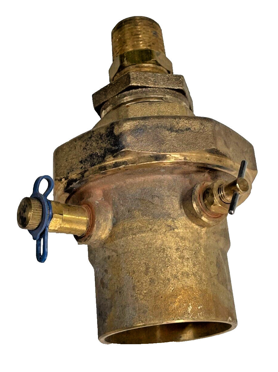 Brass Union w/ Air Vent & PT Port HVAC Fitting 2" Sweat x 3/4" M-NPT Union