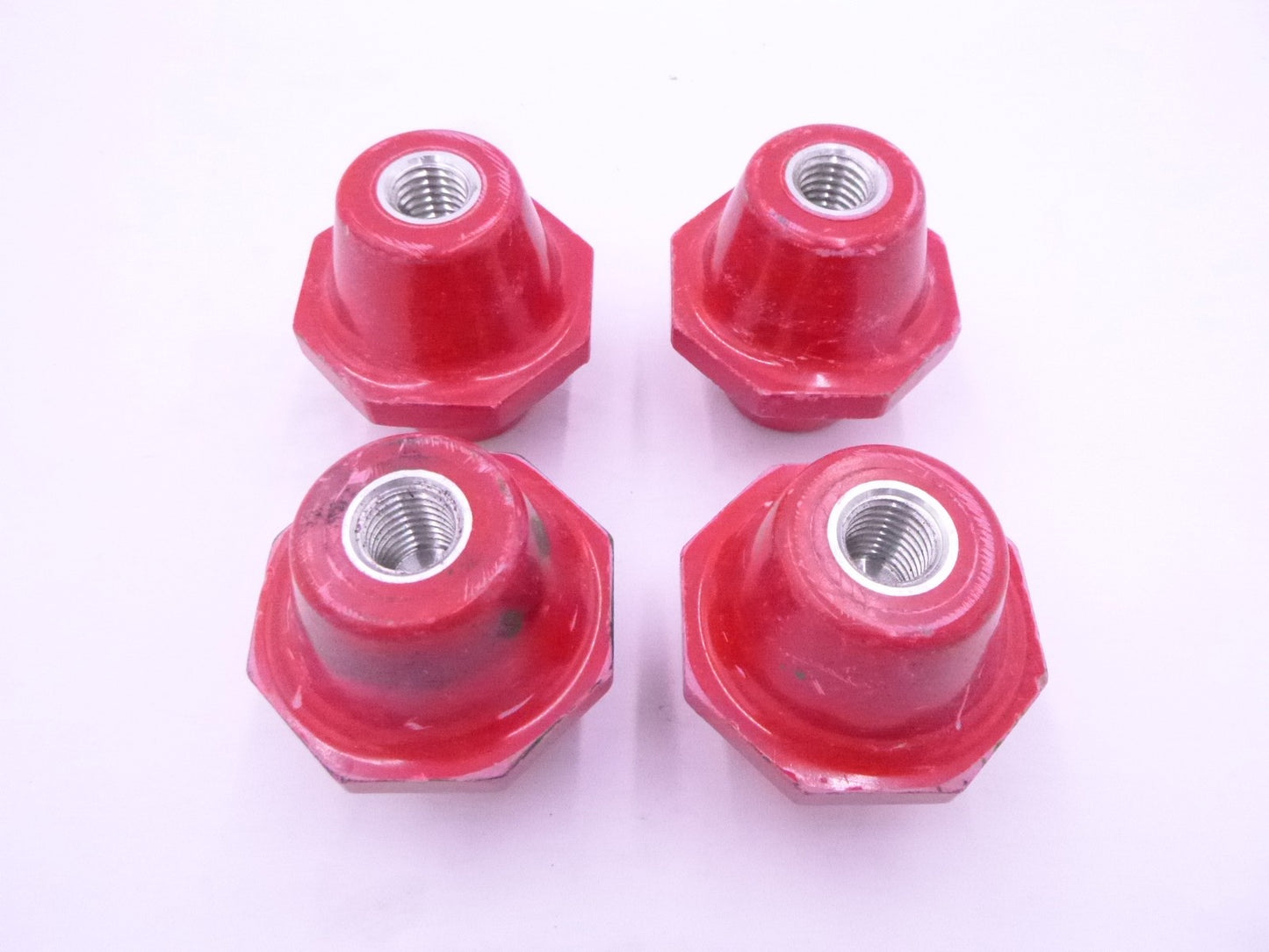 4 Pack Central Steel Red Polyester Fiberglass Insulators 5/8"-11 Threads