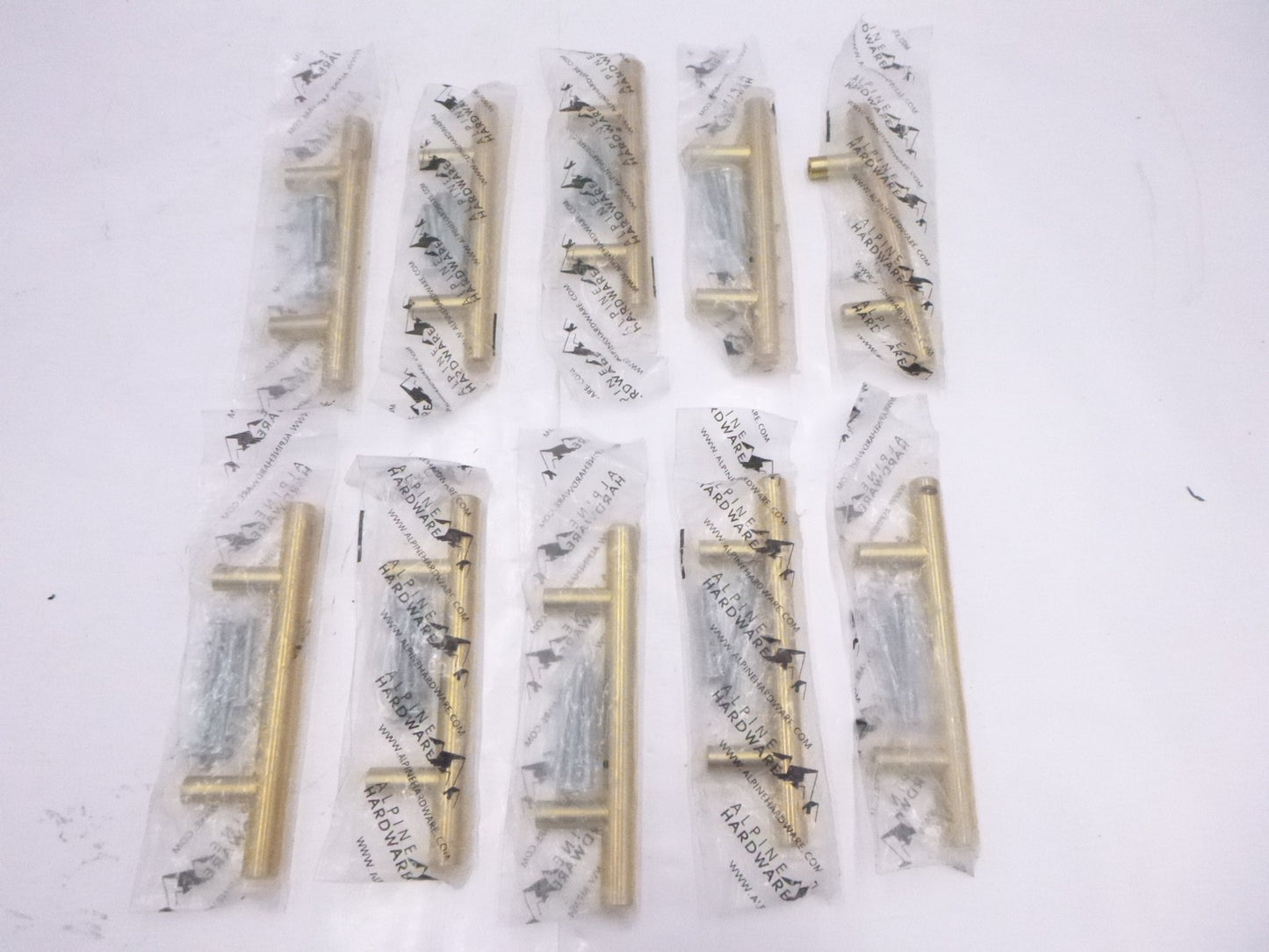 10 Pack Alpine Hardware Solid Stainless Steel Handle Pulls Gold Fine Brushed
