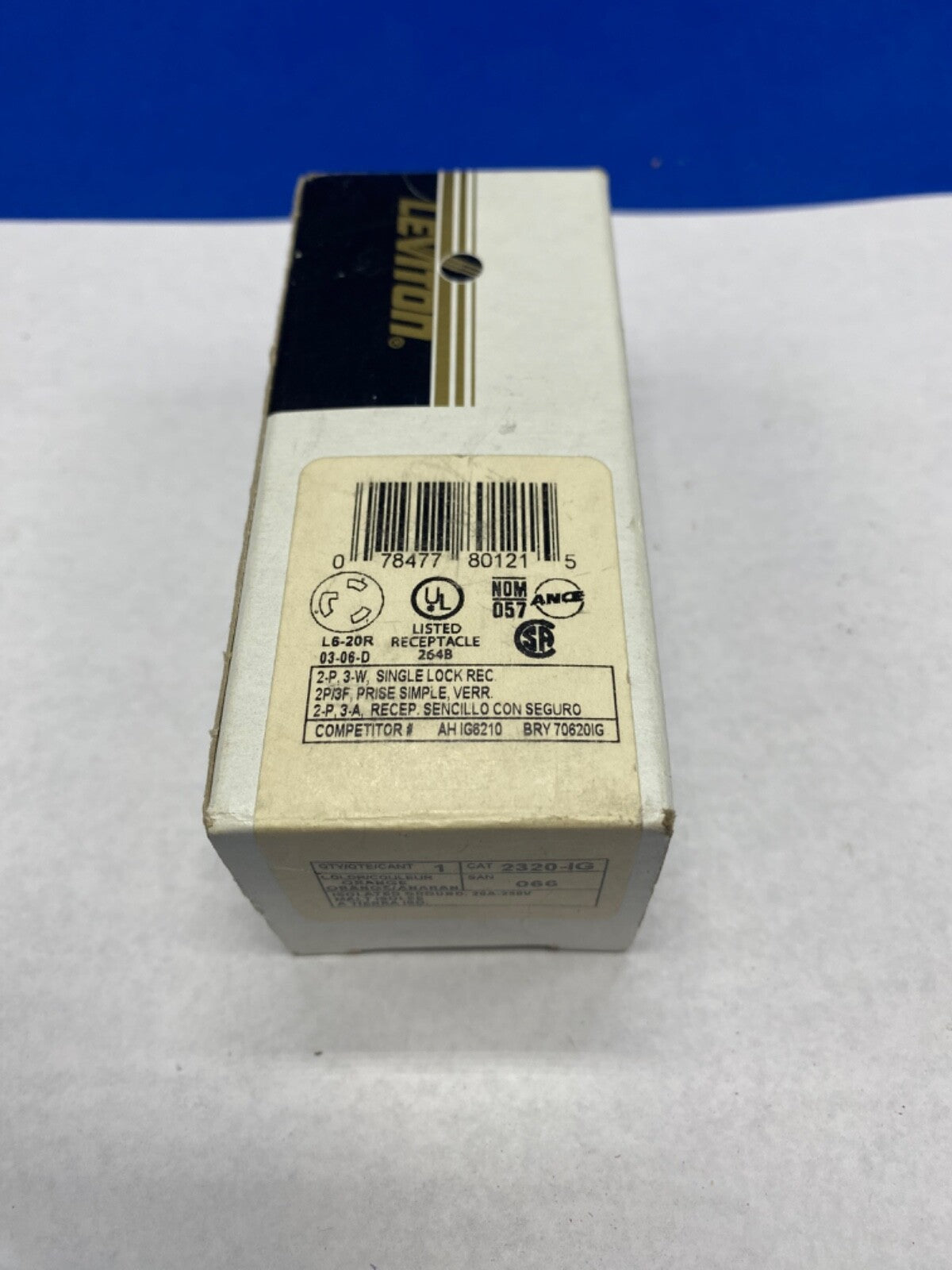 Leviton 2320-IG orange color isolated outlet L6-20 female, 20A -250vac