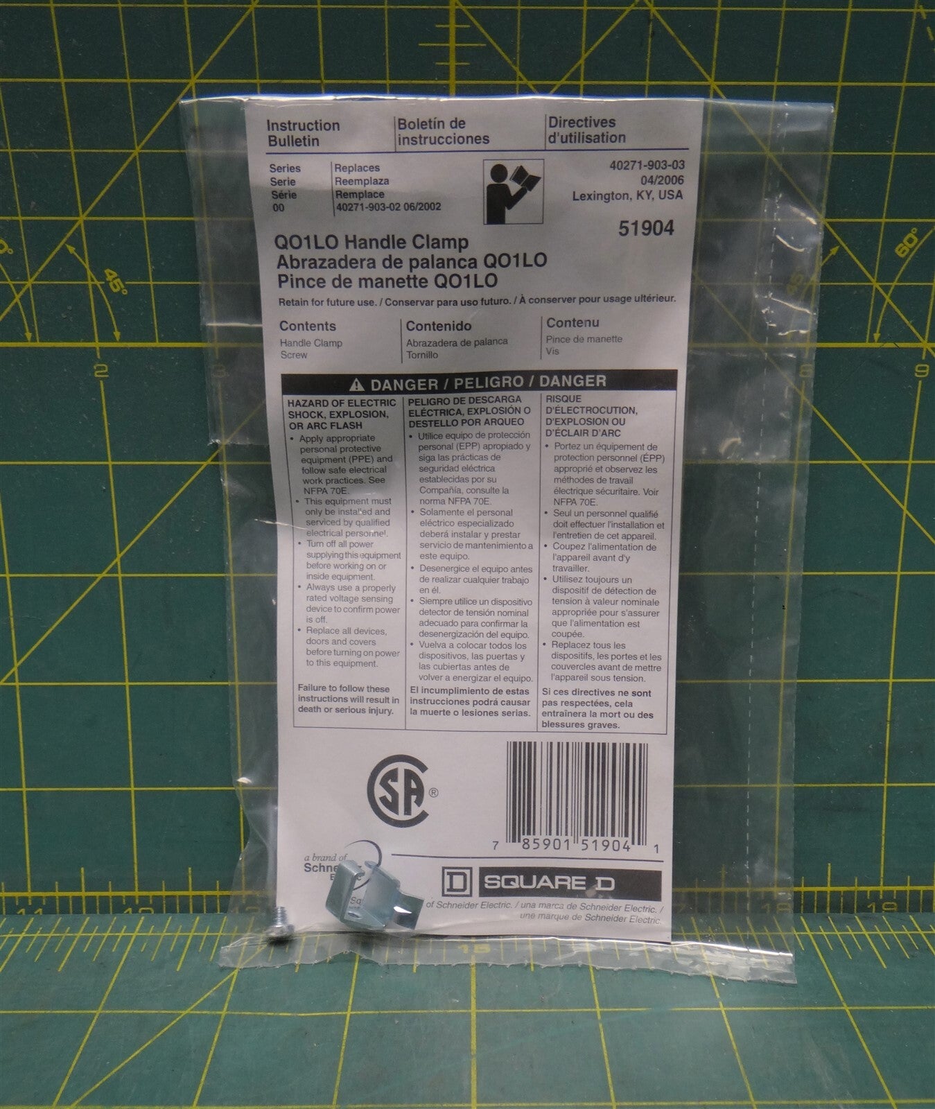 Square D QO1LO Handle Clamp 51904, Mini Circuit Breaker Accessory