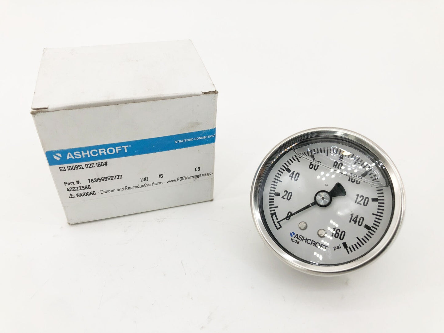 New Ashcroft 783156656030 Pressure Gauge 0-160psi 63 1008SL 02C 160#