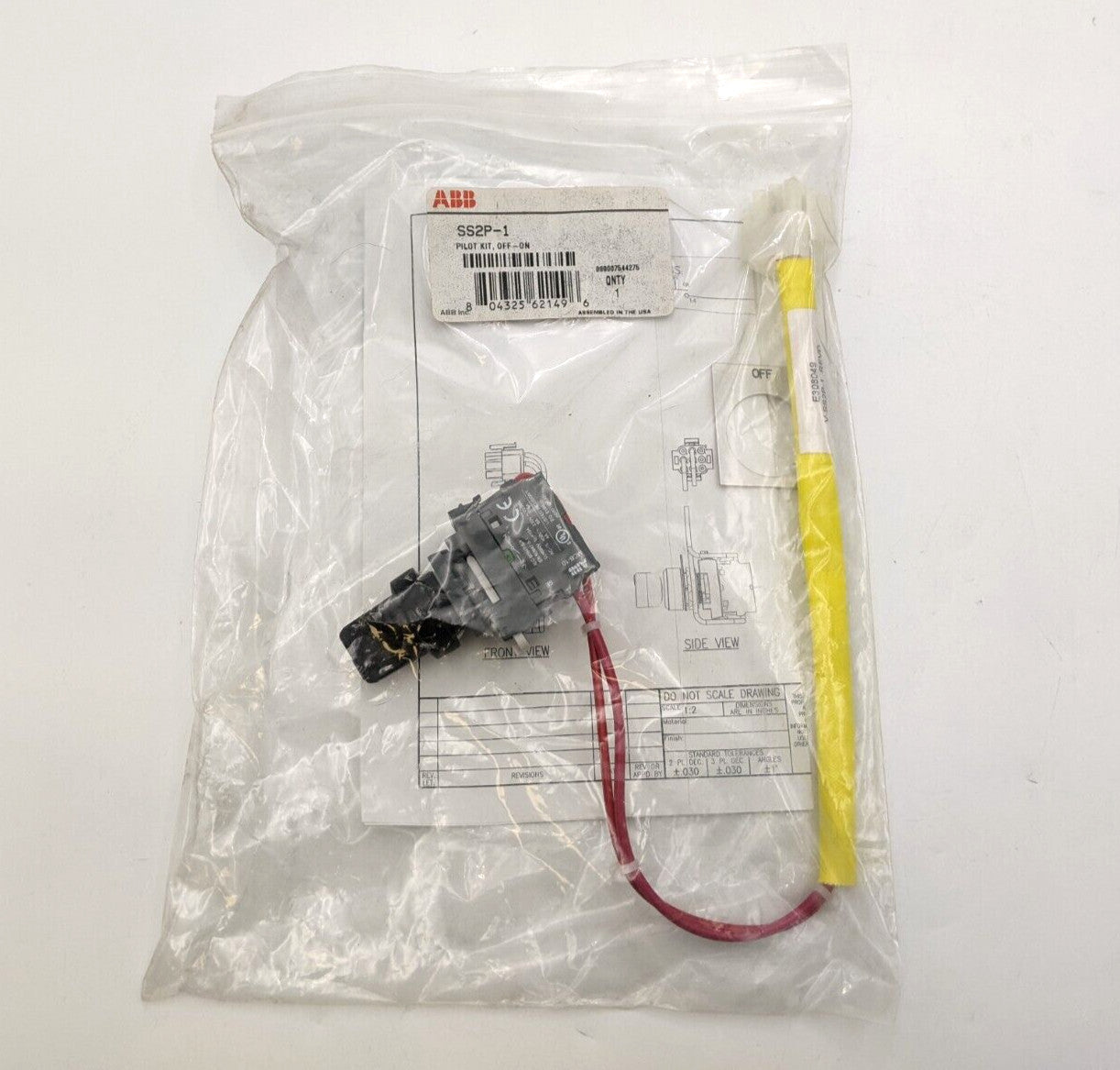 ABB SS2P-1 Pilot Device Kit OFF ON Selector Switch Control Panel Equipment SS2P1