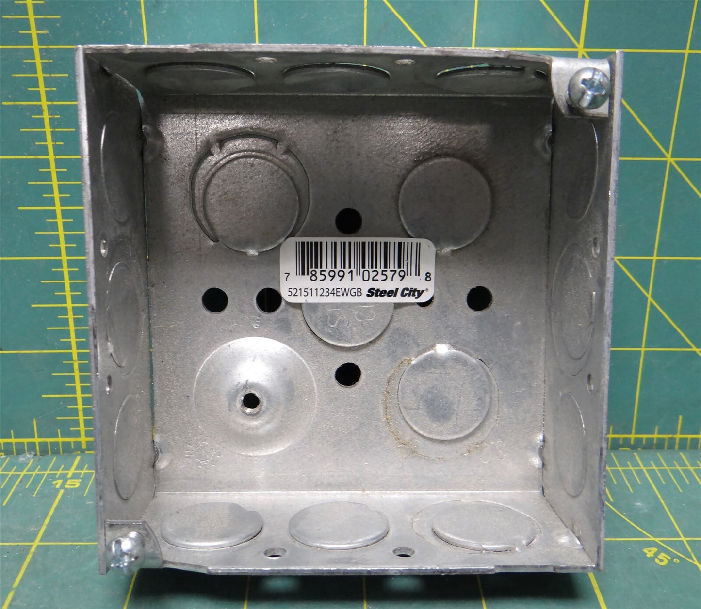 Steel City Galvanized Steel 4" Square Metallic Outlet Box with Ground Bump