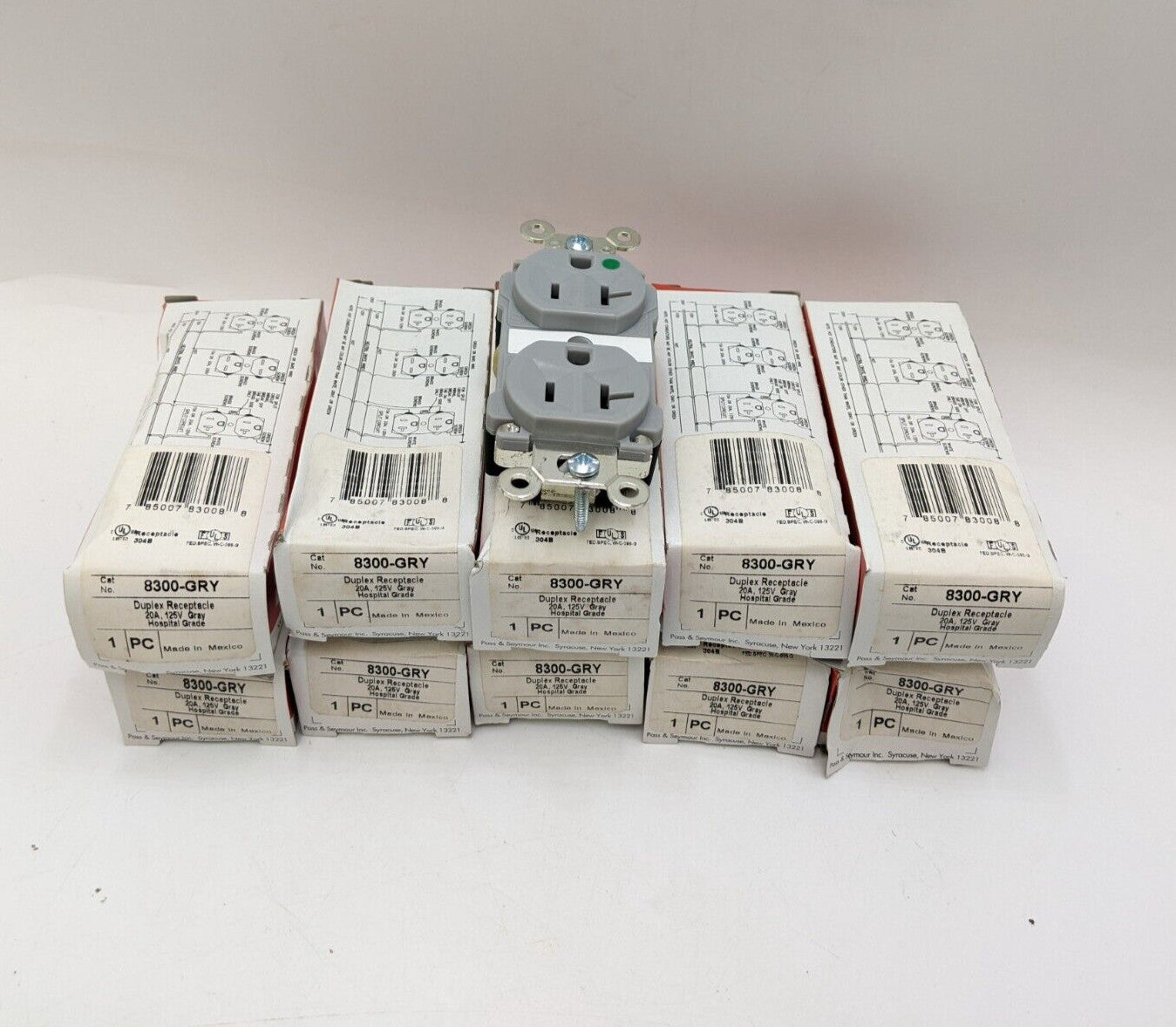 10PC Pass Seymour Legrand 8330-GRY Duplex Receptacle 20A 125V Hospital Grade NOS