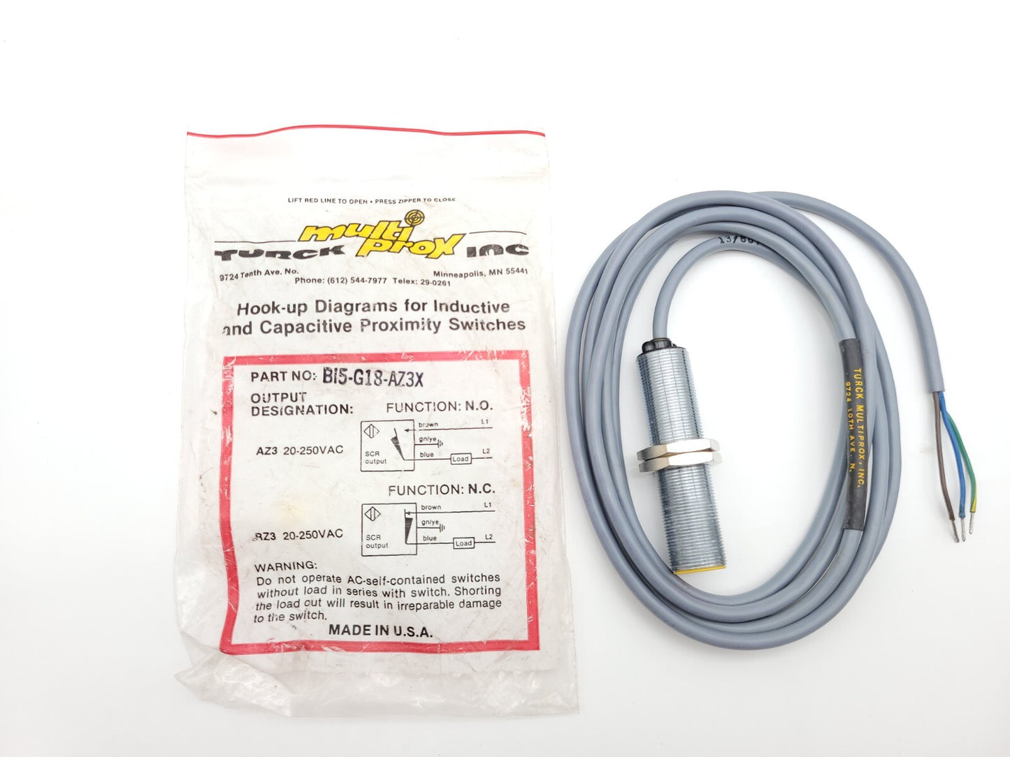 Turck BI5-G18-AZ3X Inductive Proximity Sensors Embeddable 20-250VAC 60mm 2-Wire