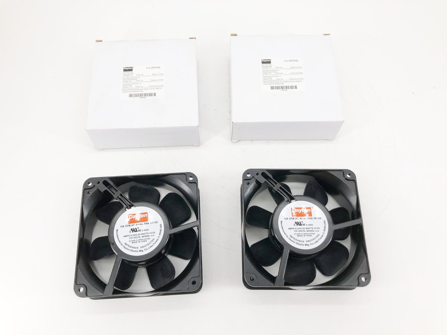 Lot of 2 New Dayton 2RTK6 Axial Fans 115V 124 CFM