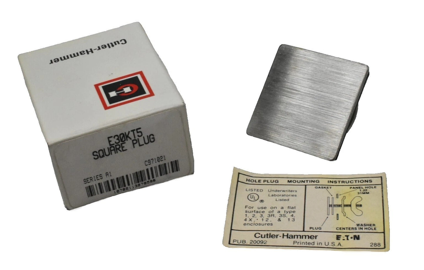 Cutler-Hammer E30KT5 Square Plug Series A1 for 3, 3R, 3S, 4, 12 & 13 Enclosure