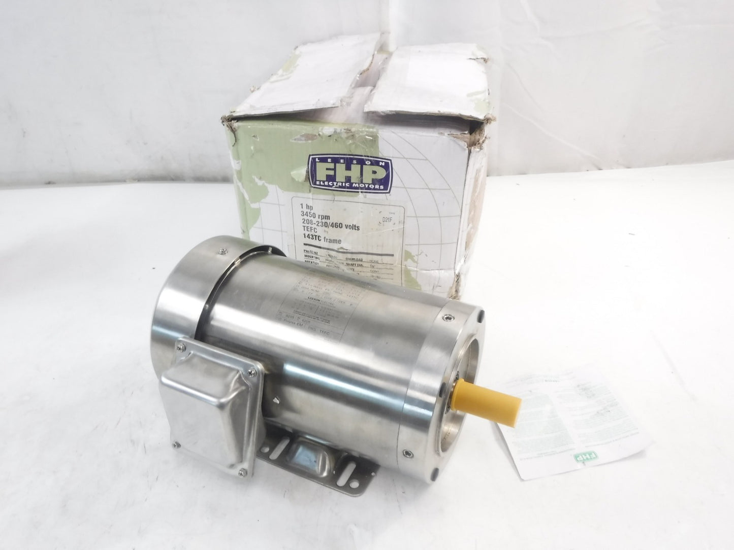 Leeson 1HP 3 Phase 3450RPM 208-230/460V 143TC Frame TEFC Washdown Motor