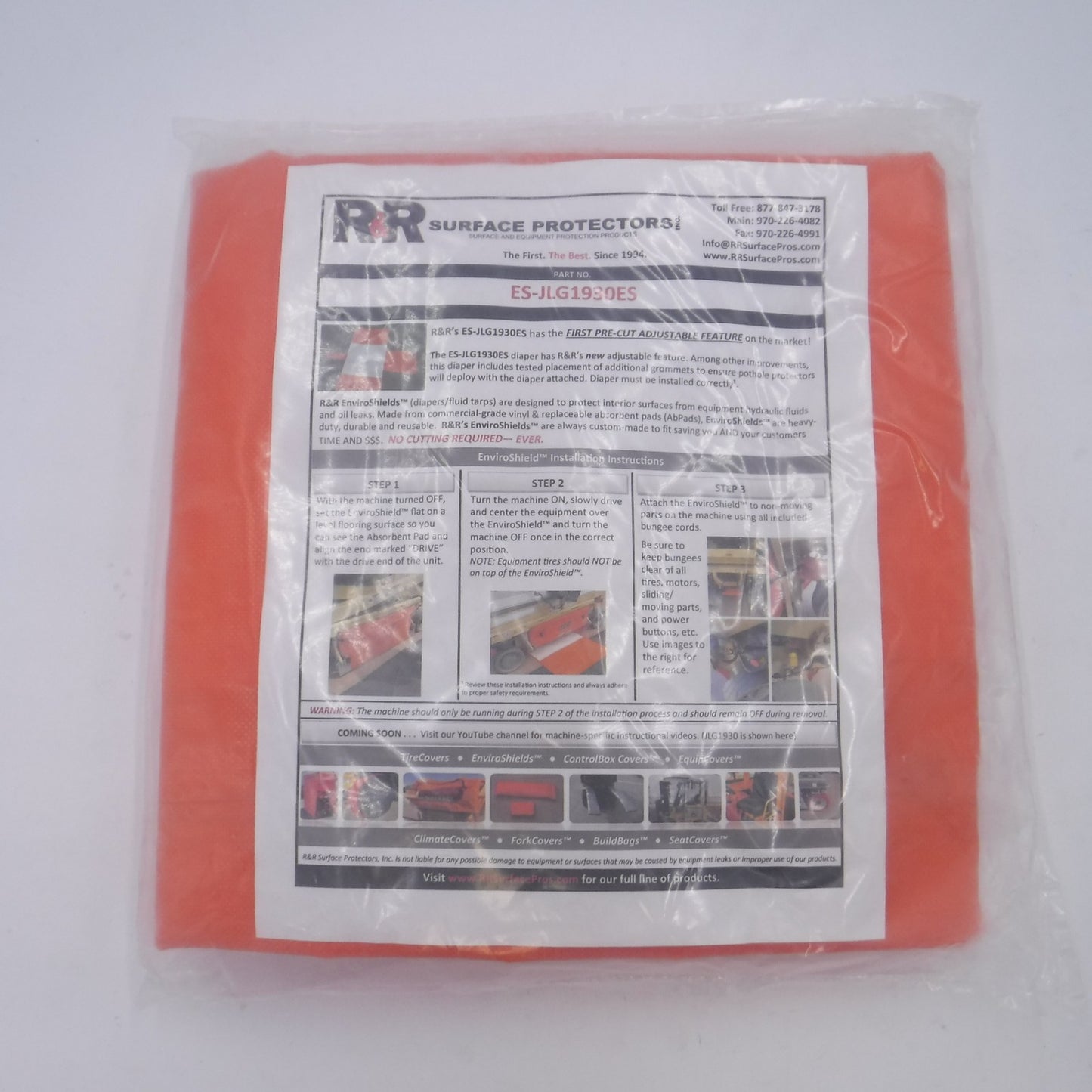 R&R JLG Adjustable Heavy Duty Orange Vinyl Scissor Lift Cover 1930ES