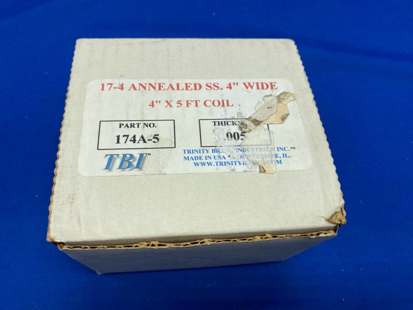 TBI annealed stainless steel 4” wide x 5feet coil .005 thick, 174A-5