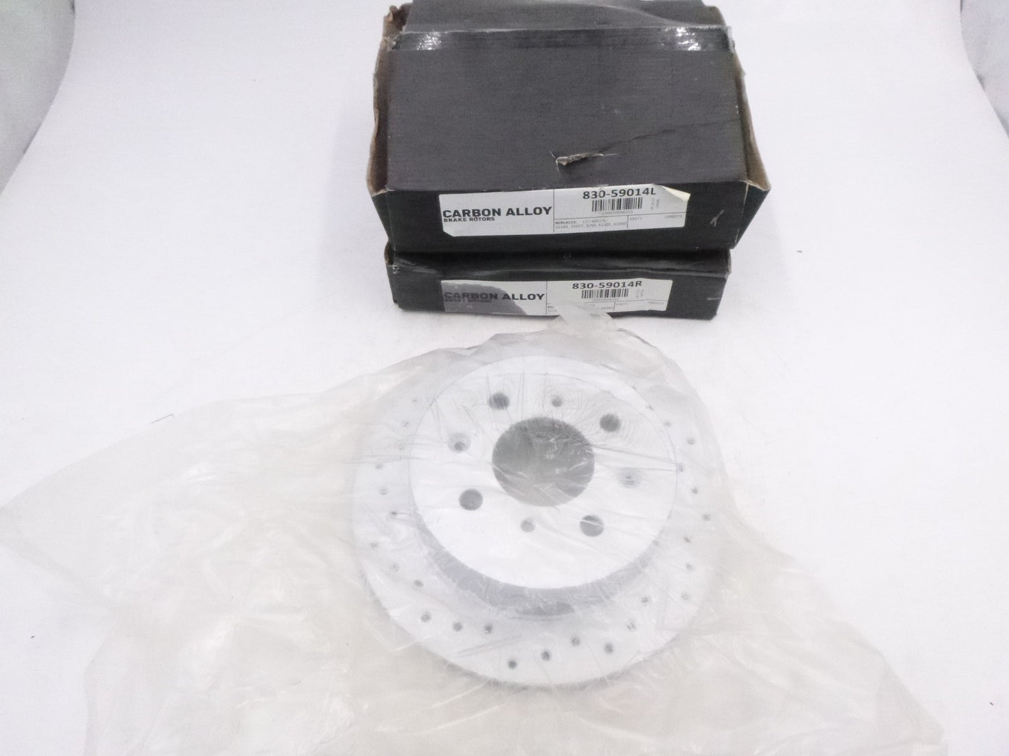 Pair Of Carbon Alloy Brake Rotors Coated Drilled and Slotted 830-59014L